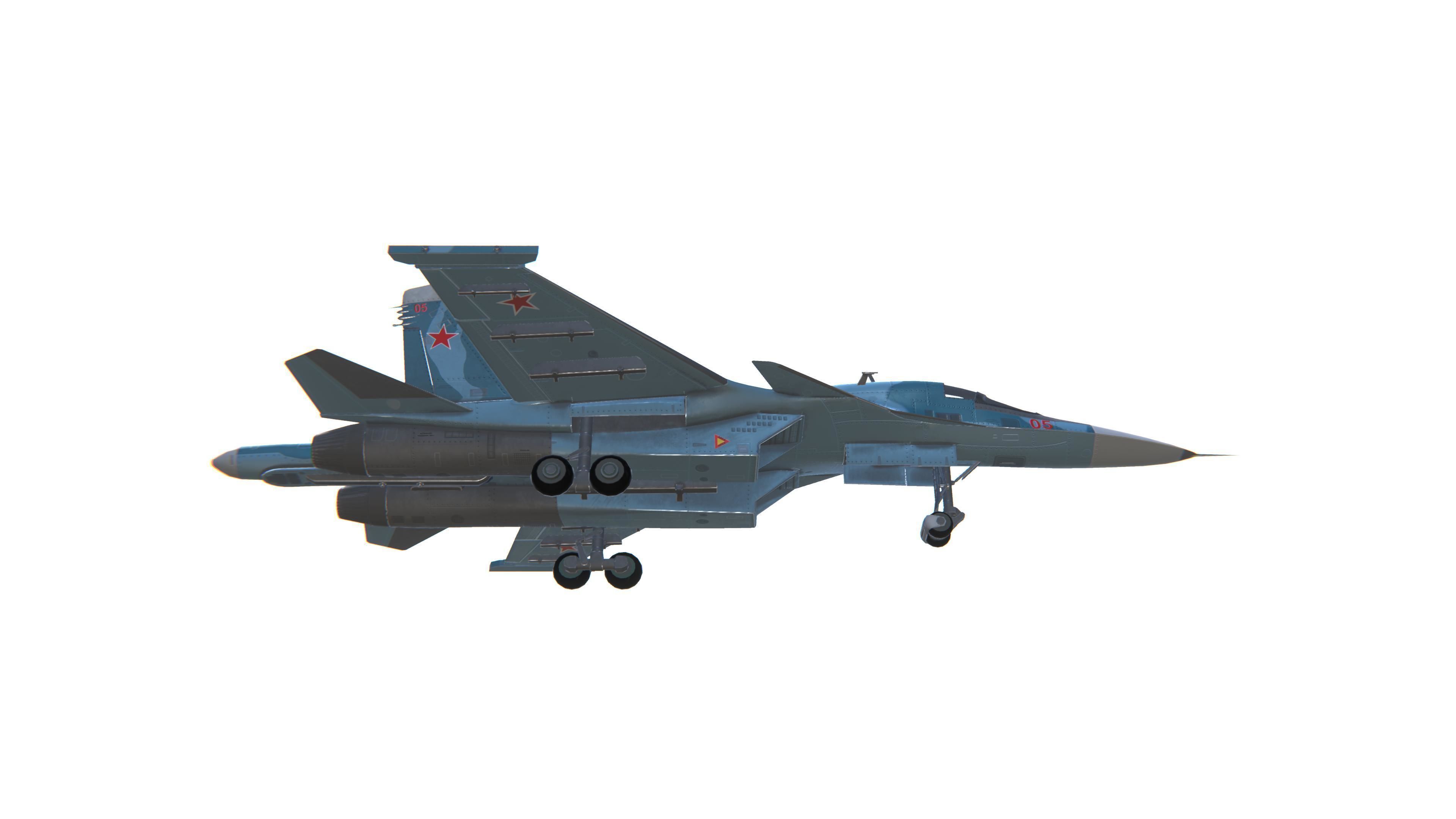 SU-34 Fullback Jet Fighter Aircraft Low-poly 3D model_13
