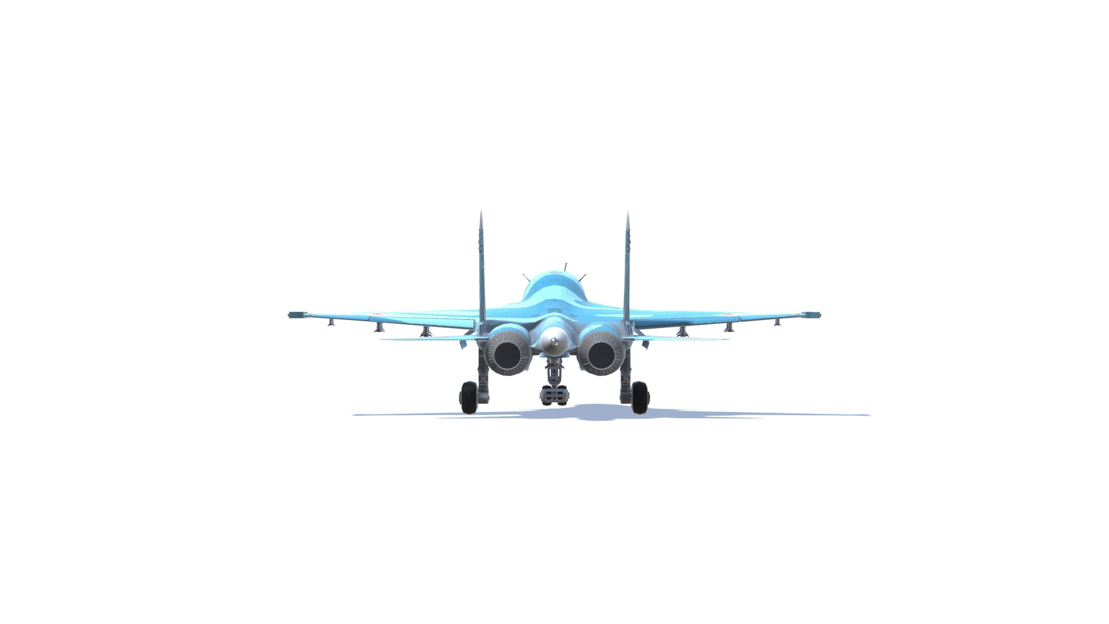 SU-34 Fullback Jet Fighter Aircraft Low-poly 3D model_20