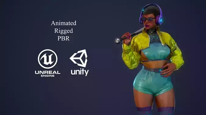 Fighting Girl 2 Low-poly 3D model