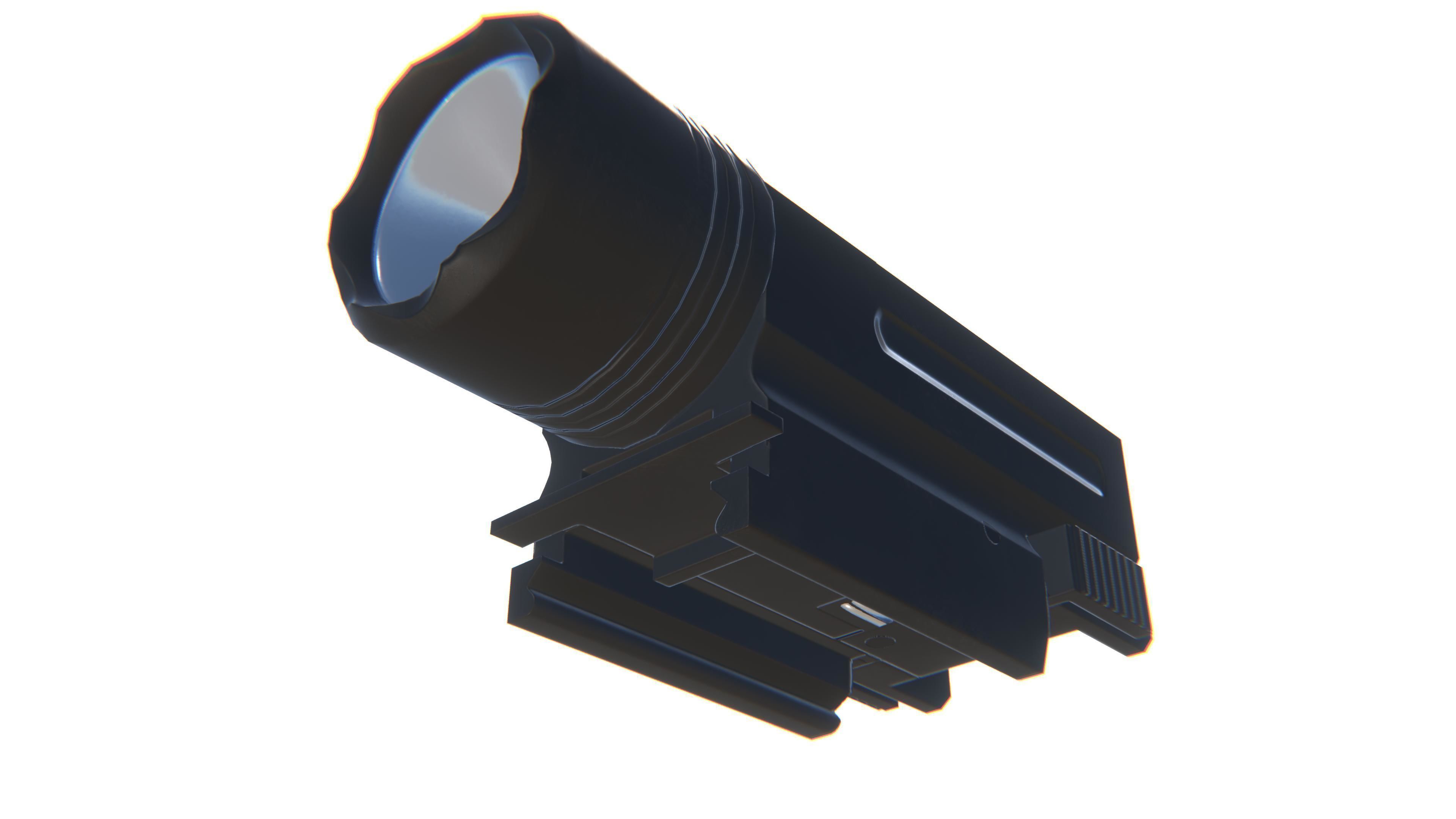 Tactical Flashlight Low-poly 3D model_16