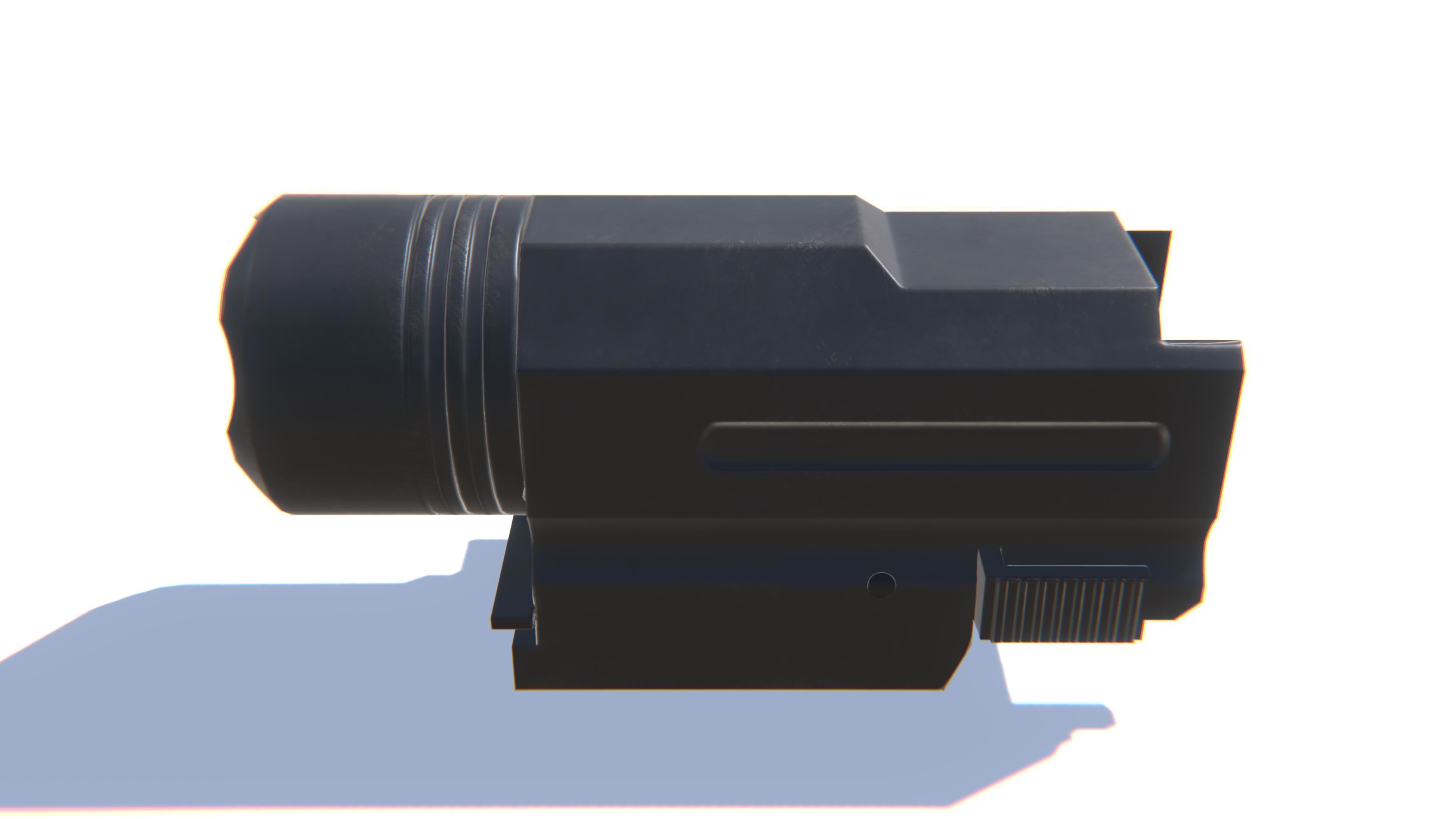 Tactical Flashlight Low-poly 3D model_6