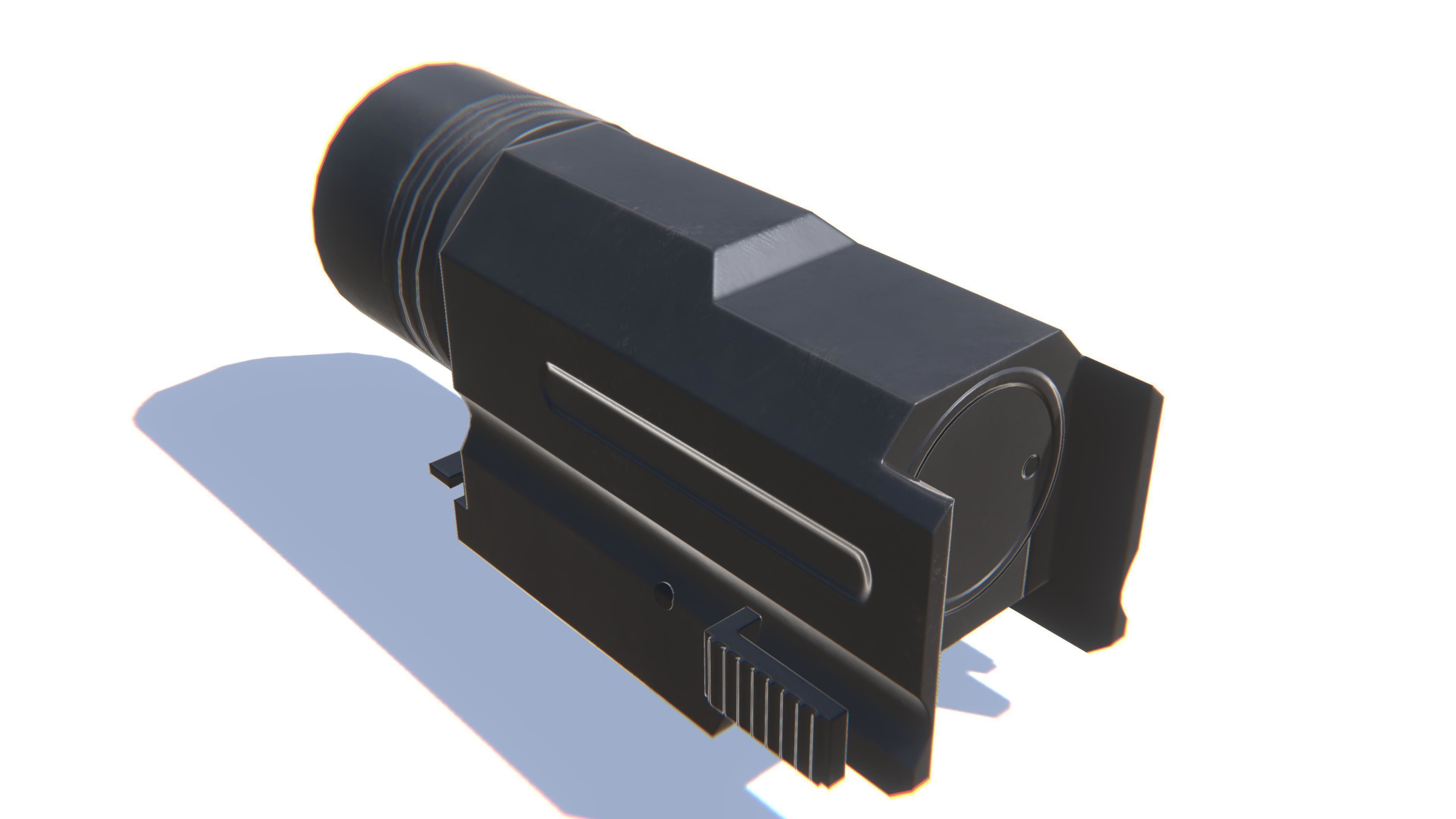Tactical Flashlight Low-poly 3D model_5