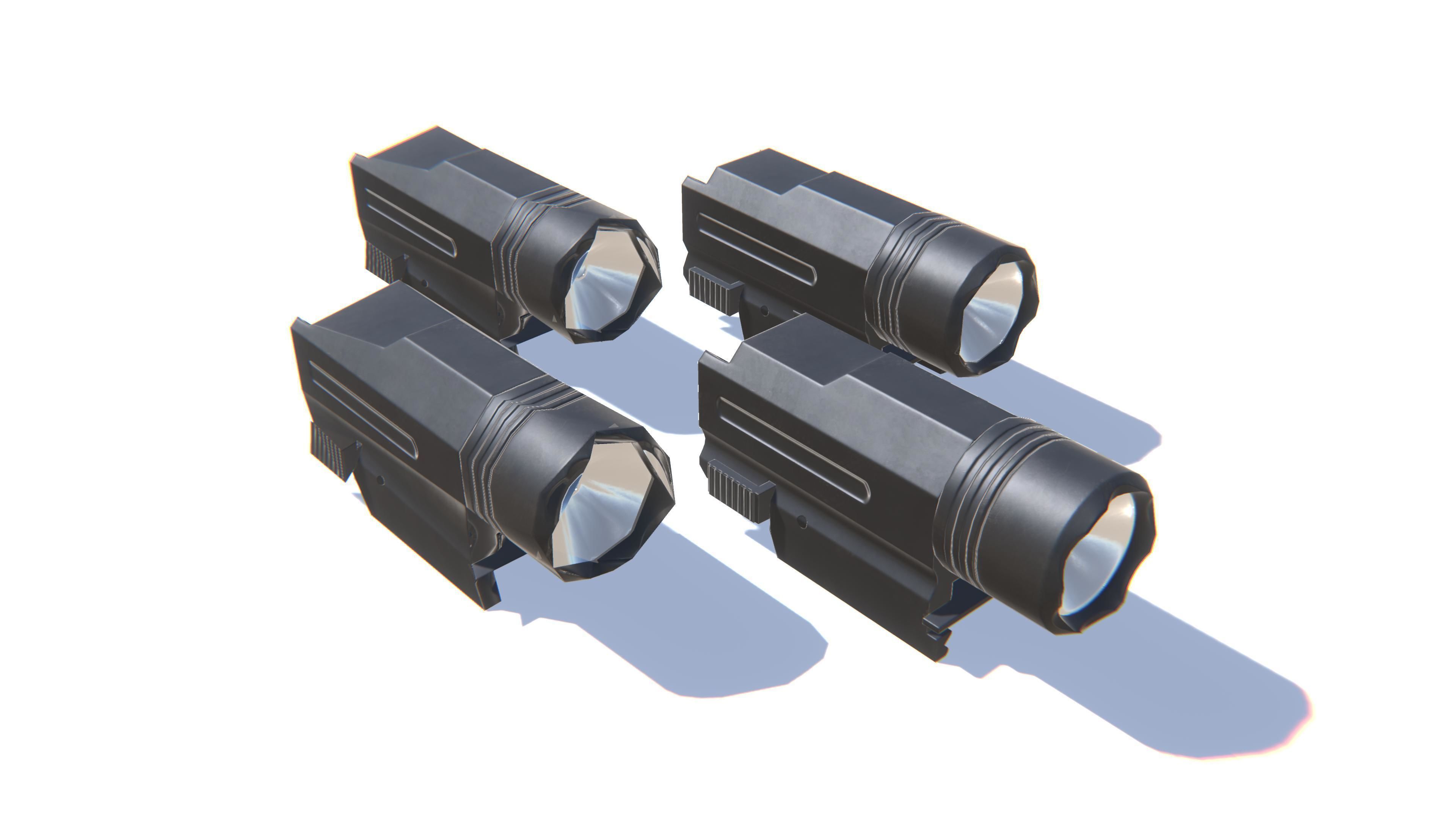 Tactical Flashlight Low-poly 3D model_24