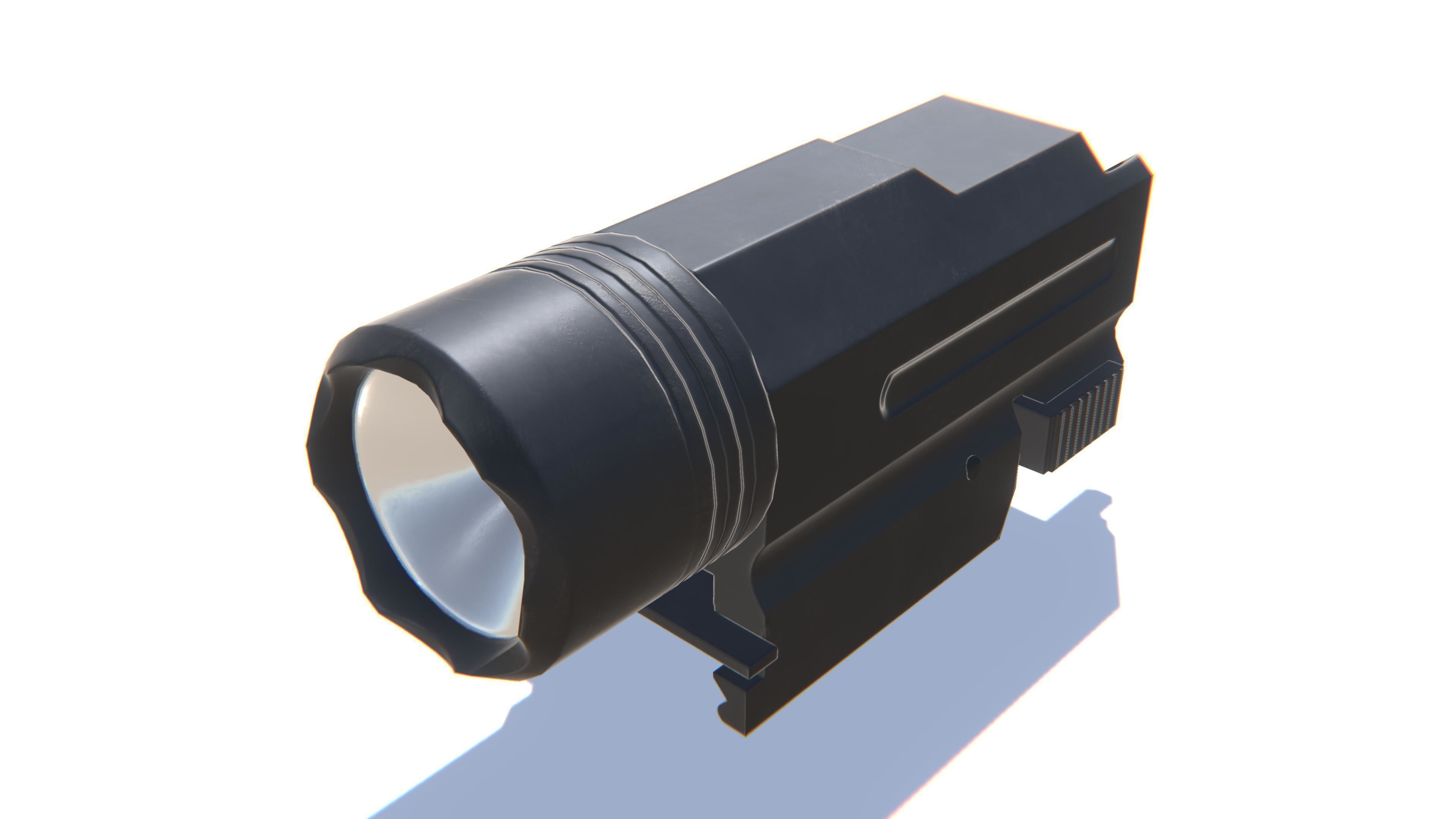 Tactical Flashlight Low-poly 3D model_7