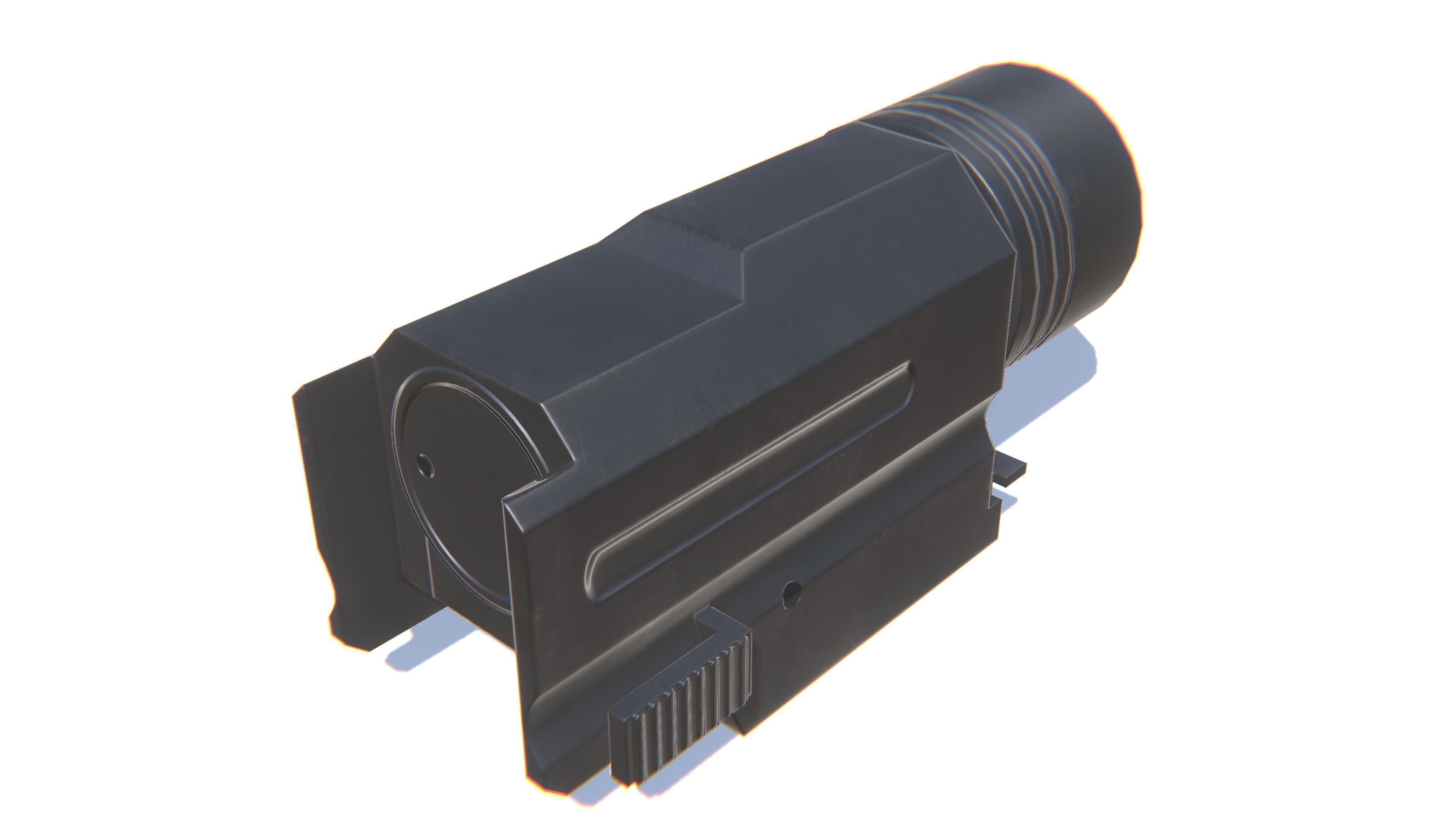 Tactical Flashlight Low-poly 3D model_3
