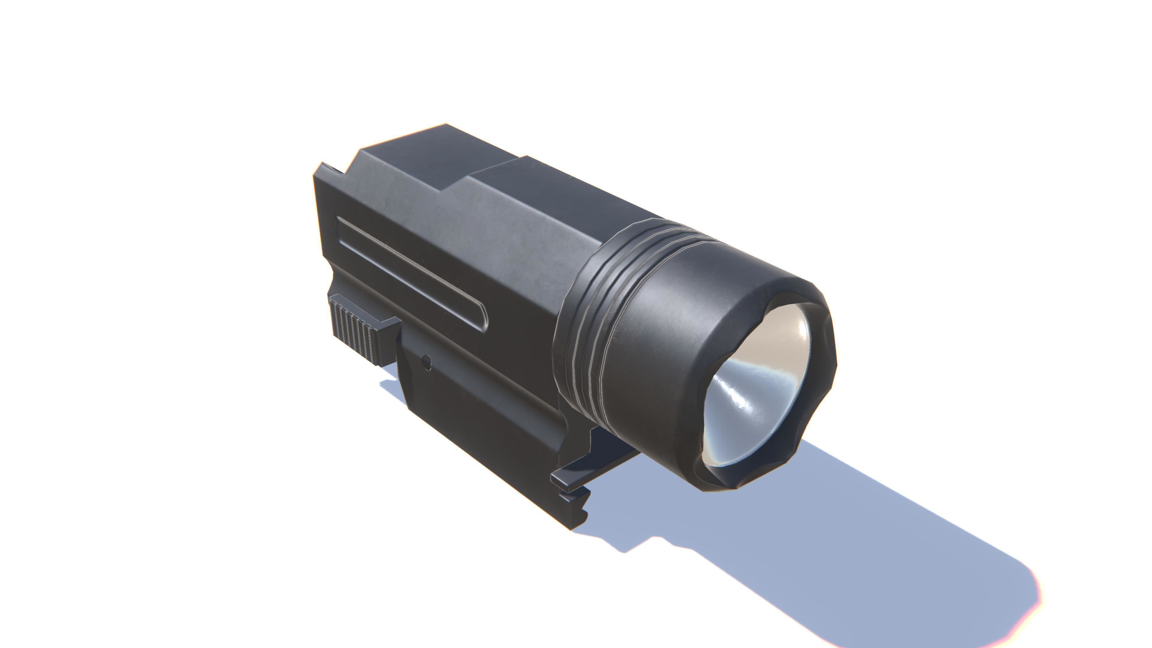 Tactical Flashlight Low-poly 3D model_9