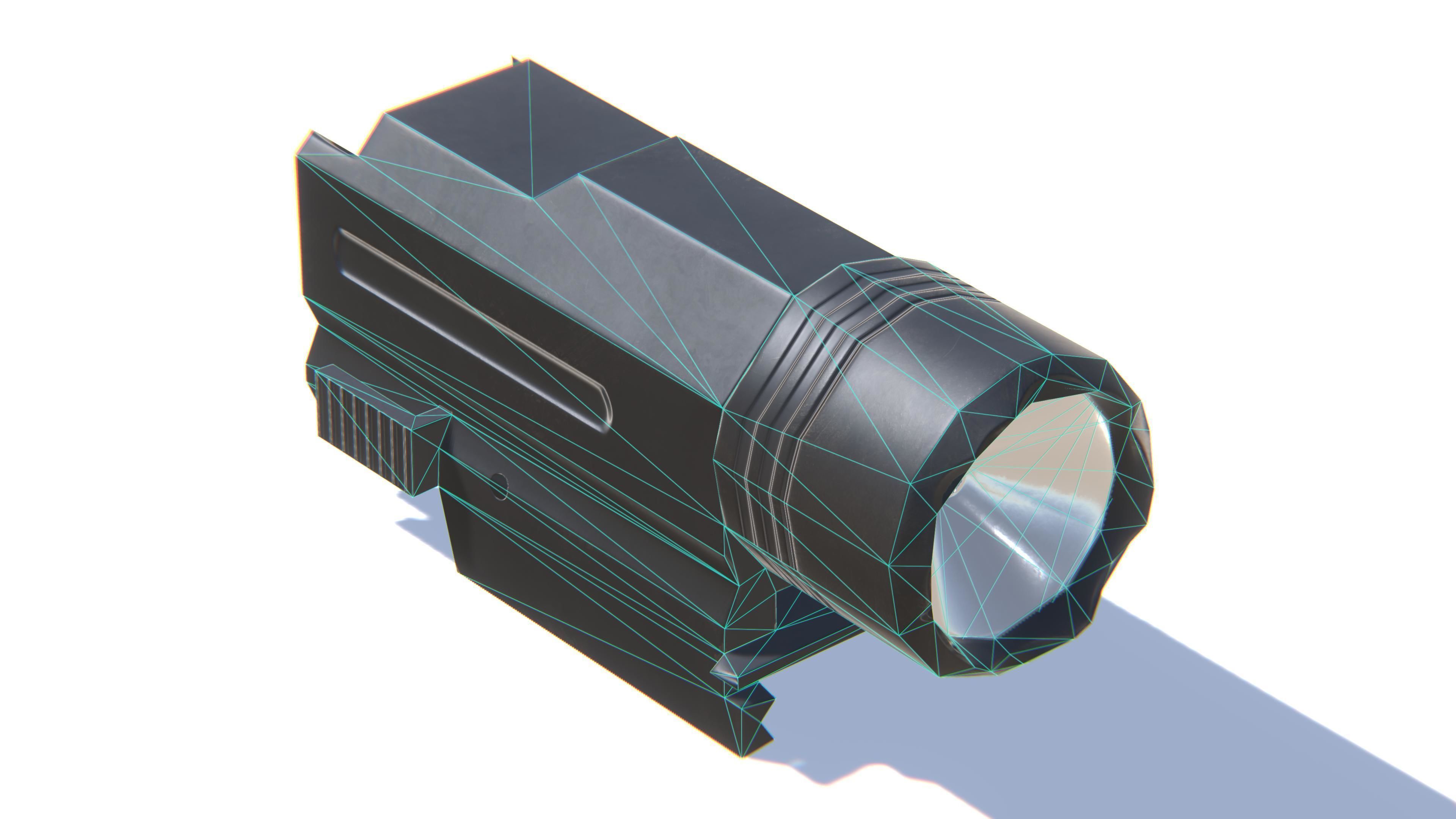 Tactical Flashlight Low-poly 3D model_27