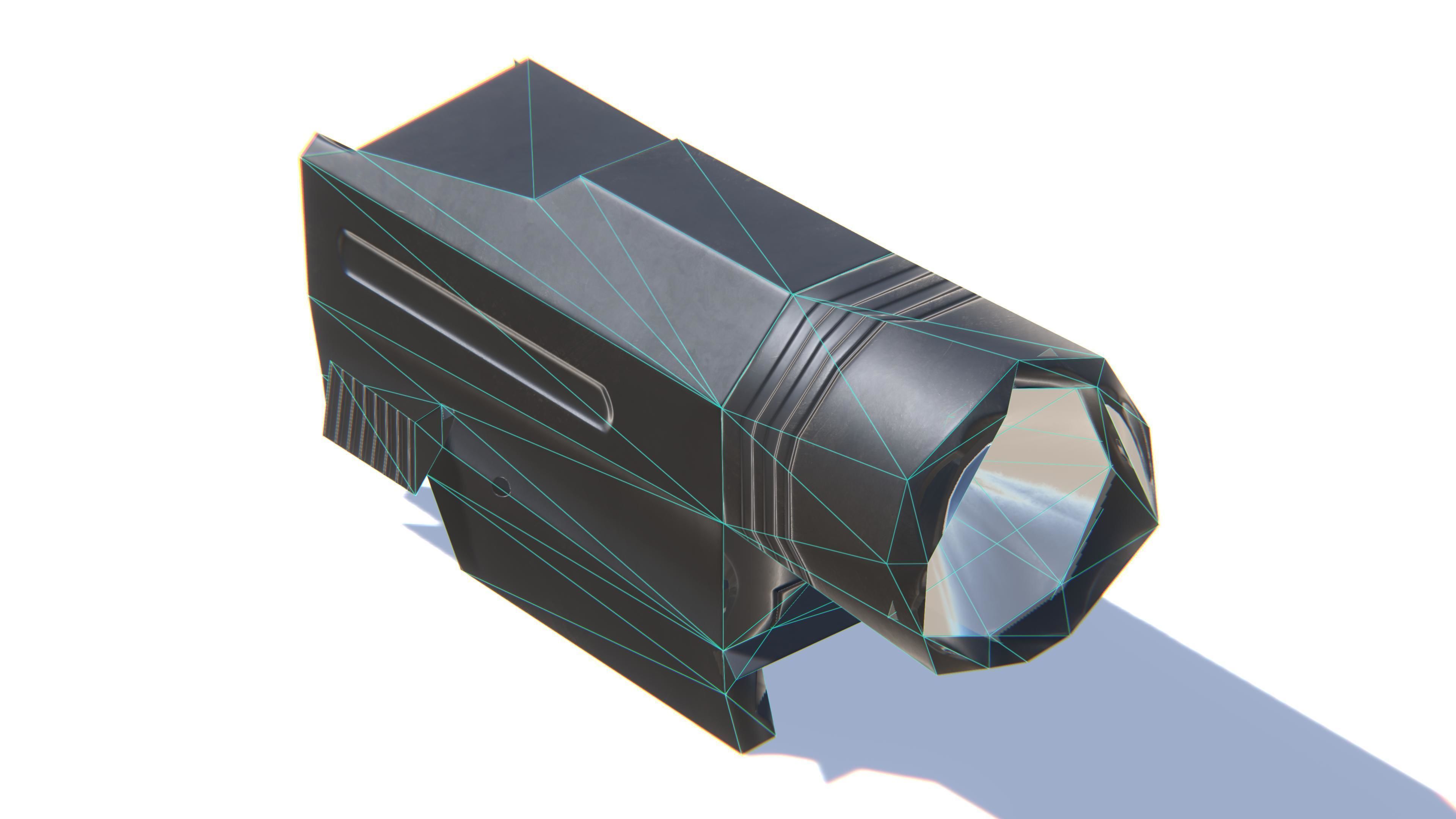 Tactical Flashlight Low-poly 3D model_29