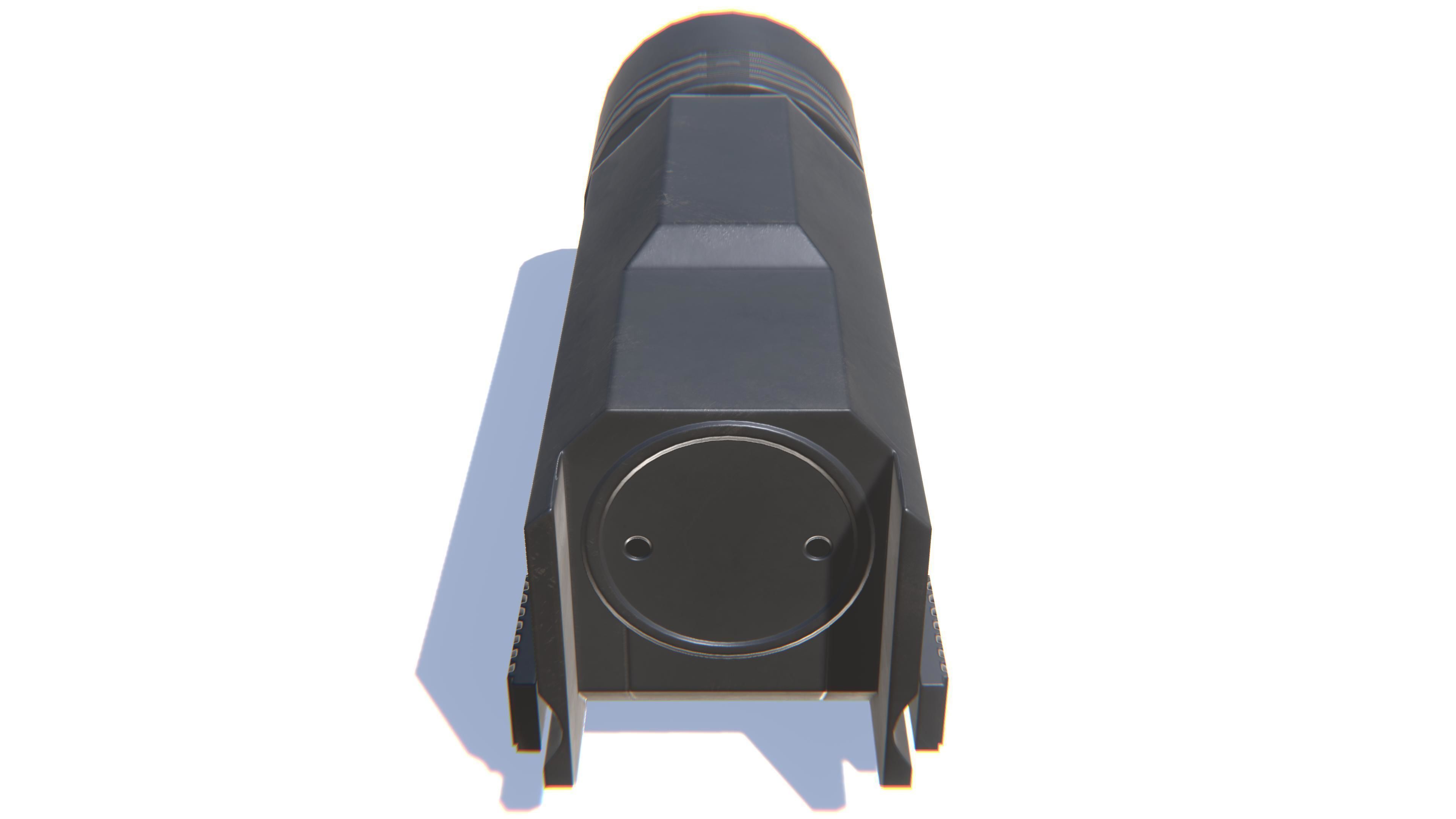 Tactical Flashlight Low-poly 3D model_4