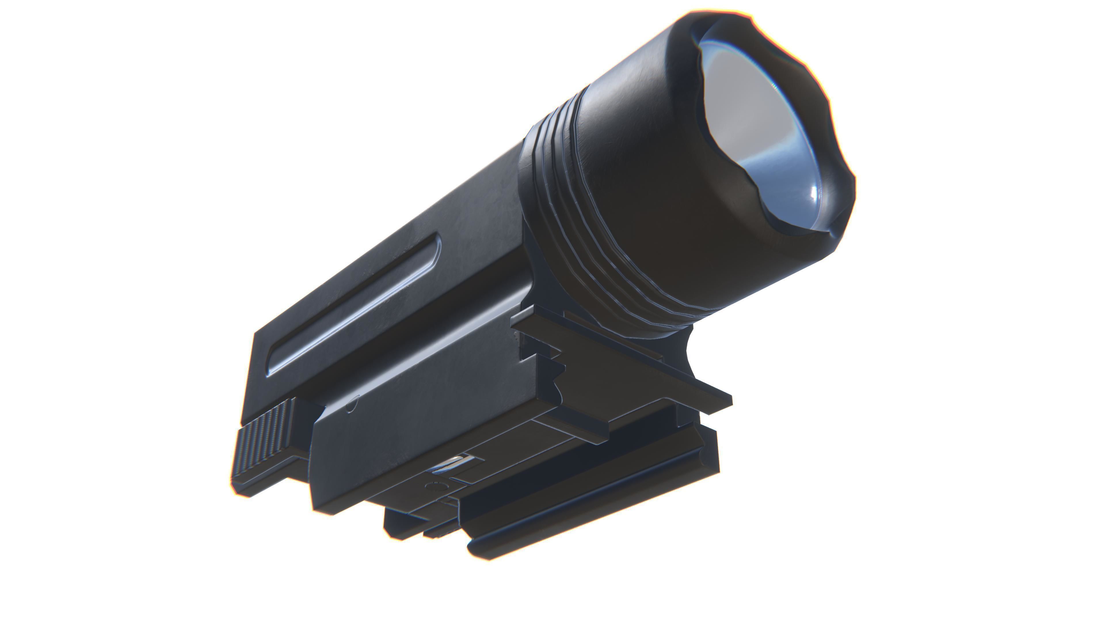 Tactical Flashlight Low-poly 3D model_10