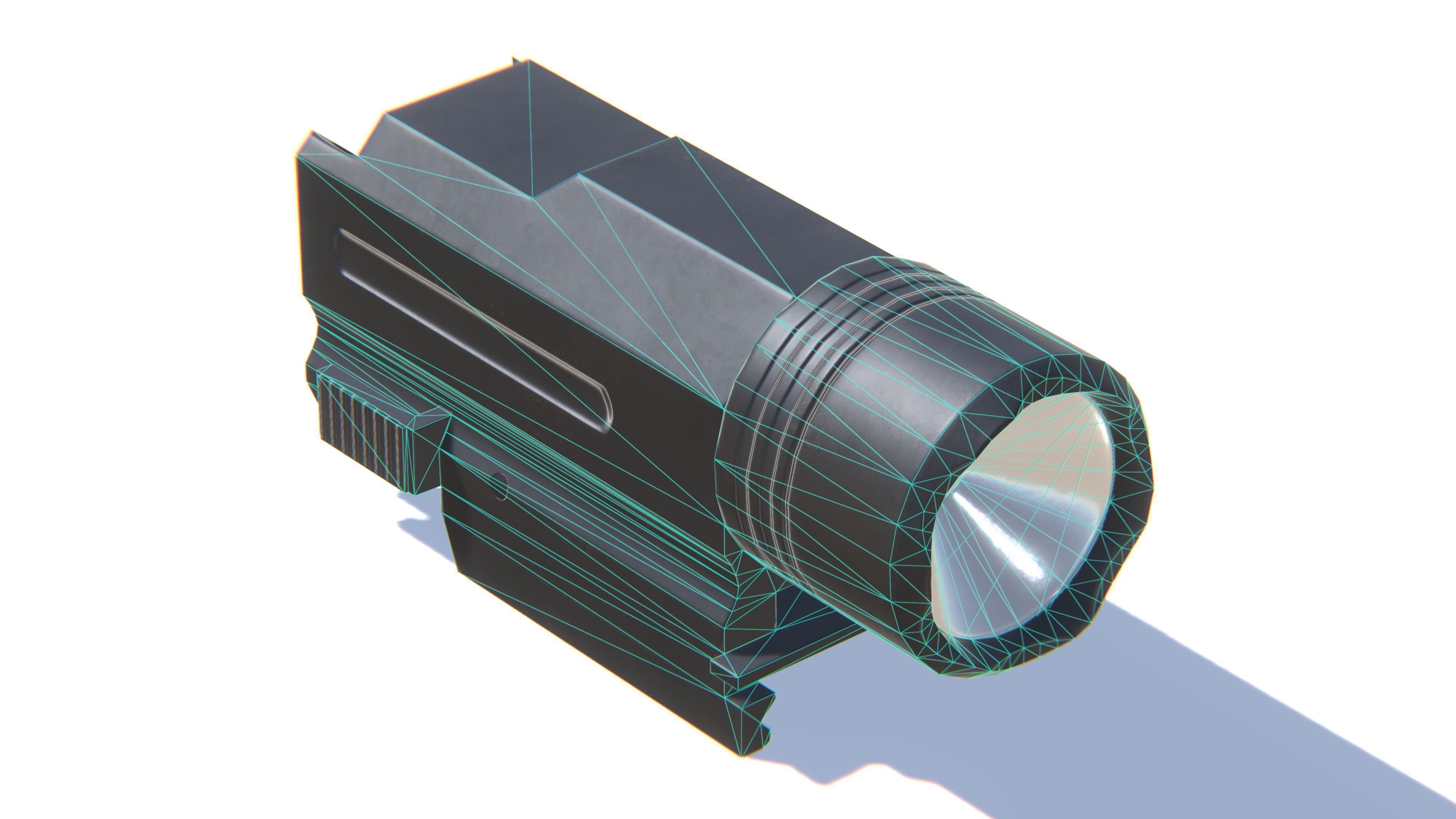 Tactical Flashlight Low-poly 3D model_26