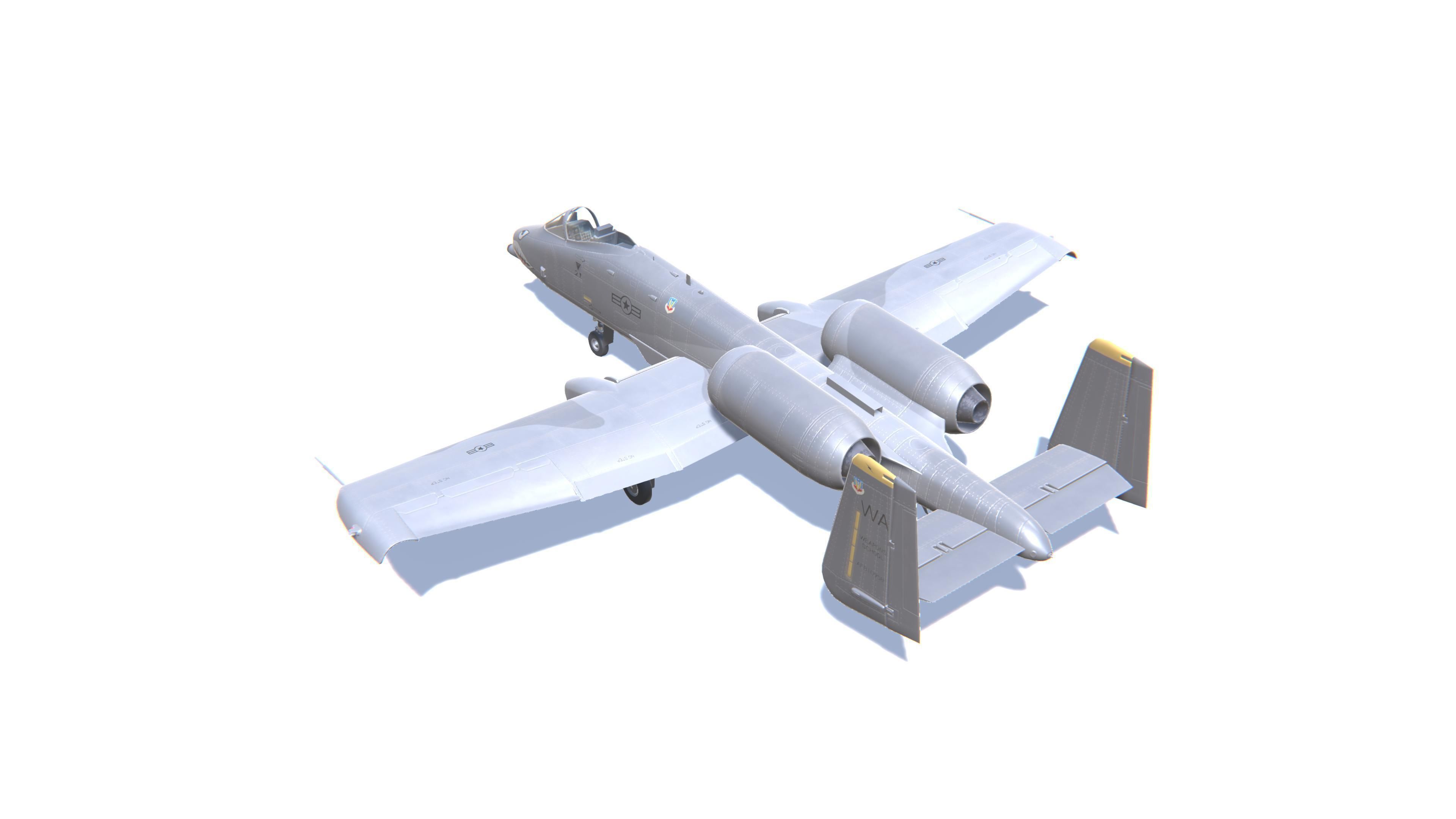 A-10 Thunderbolt Jet Fighter Aircraft Low-poly 3D model_7