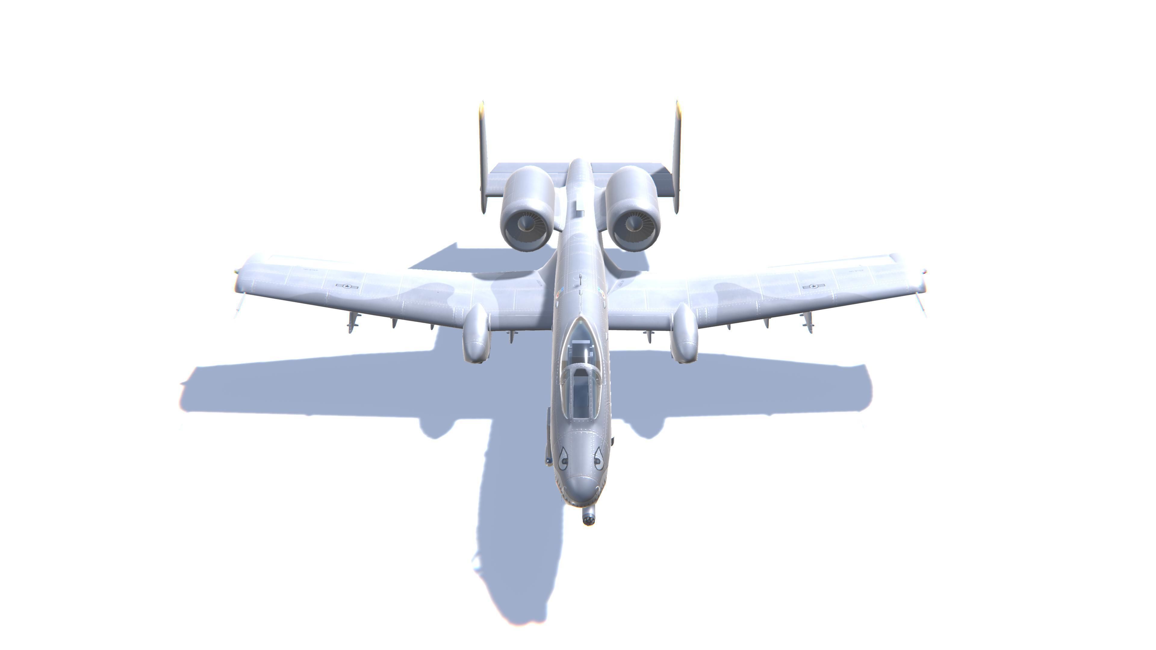 A-10 Thunderbolt Jet Fighter Aircraft Low-poly 3D model_2
