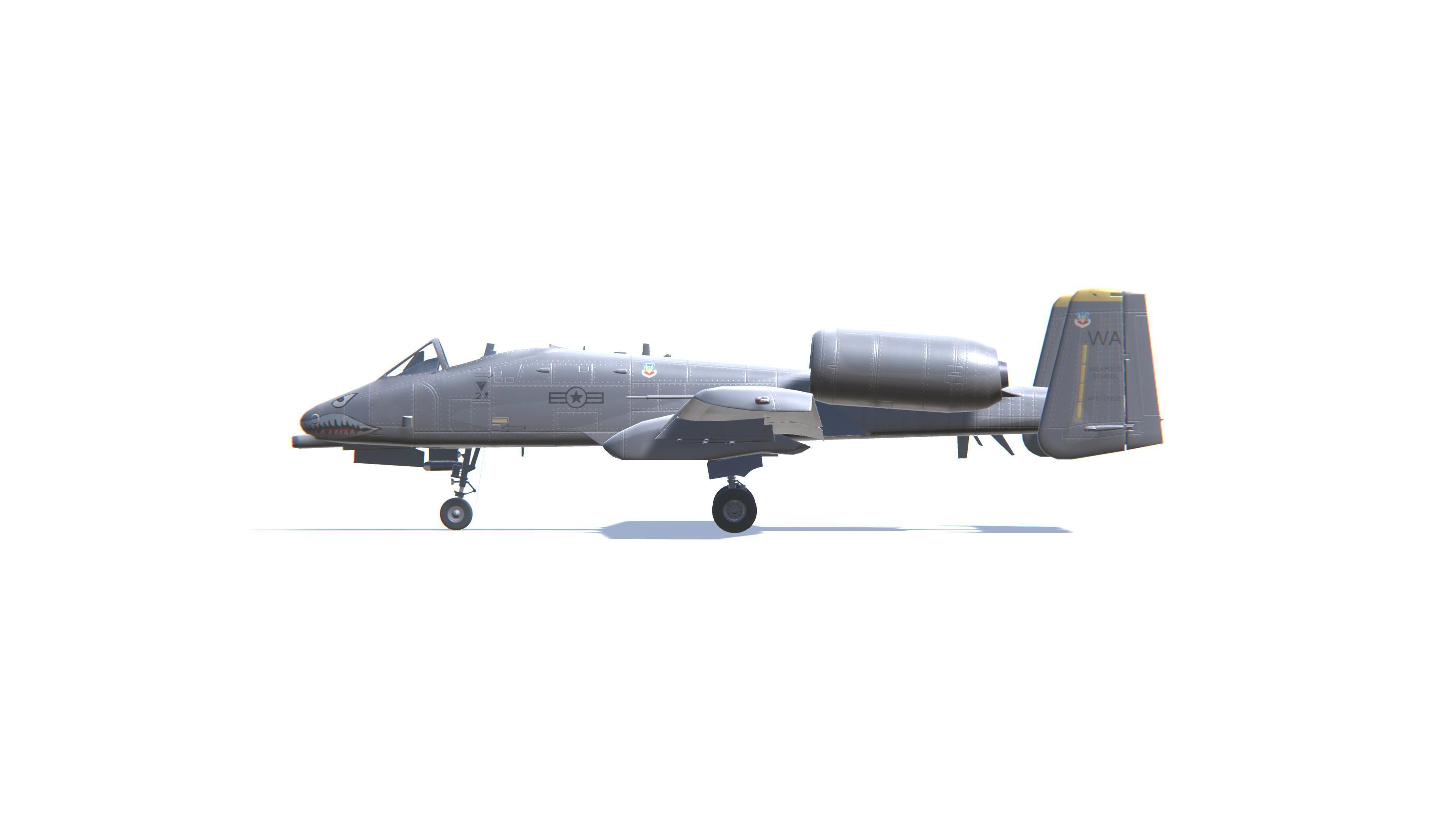 A-10 Thunderbolt Jet Fighter Aircraft Low-poly 3D model_21