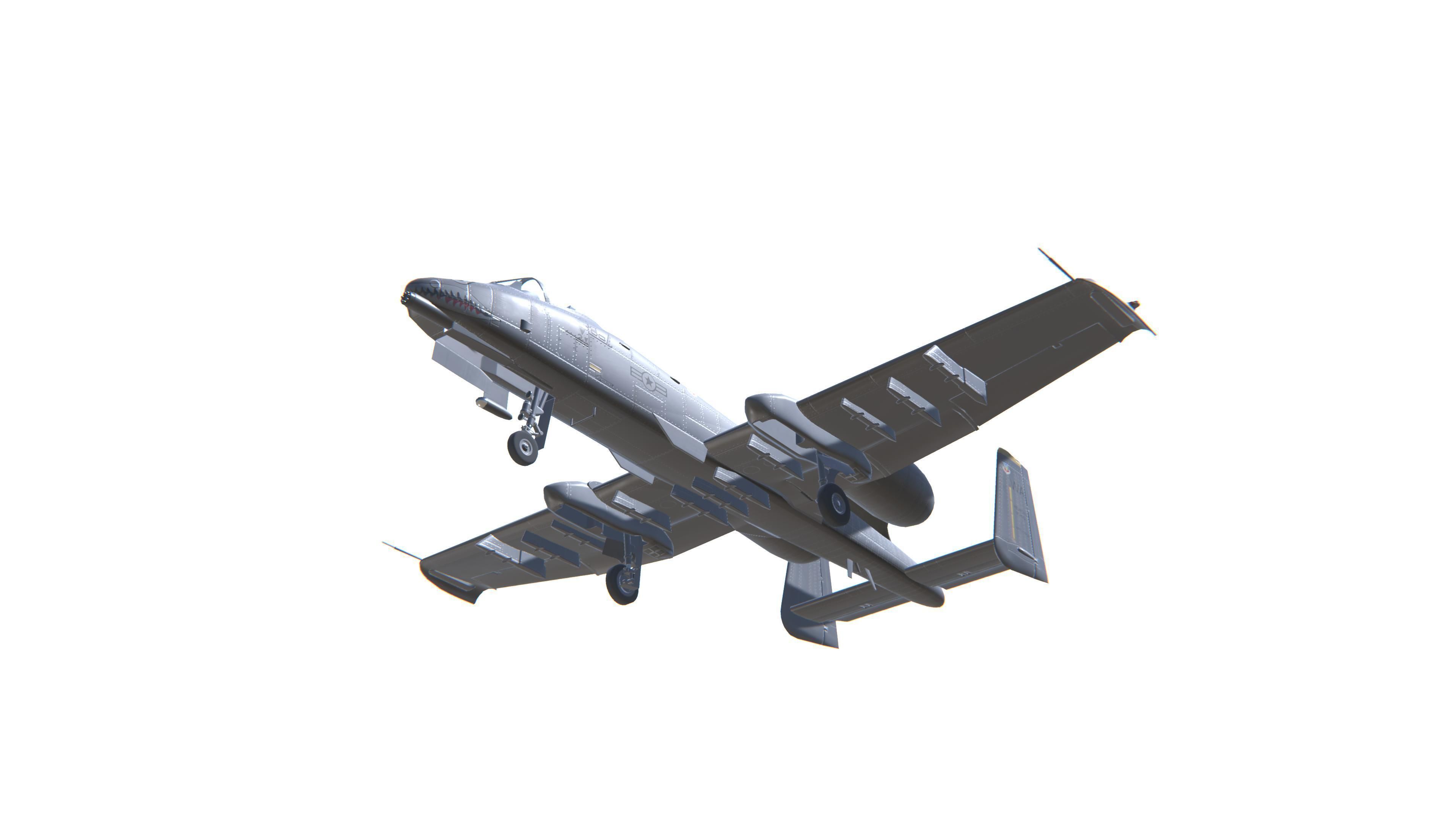 A-10 Thunderbolt Jet Fighter Aircraft Low-poly 3D model_10