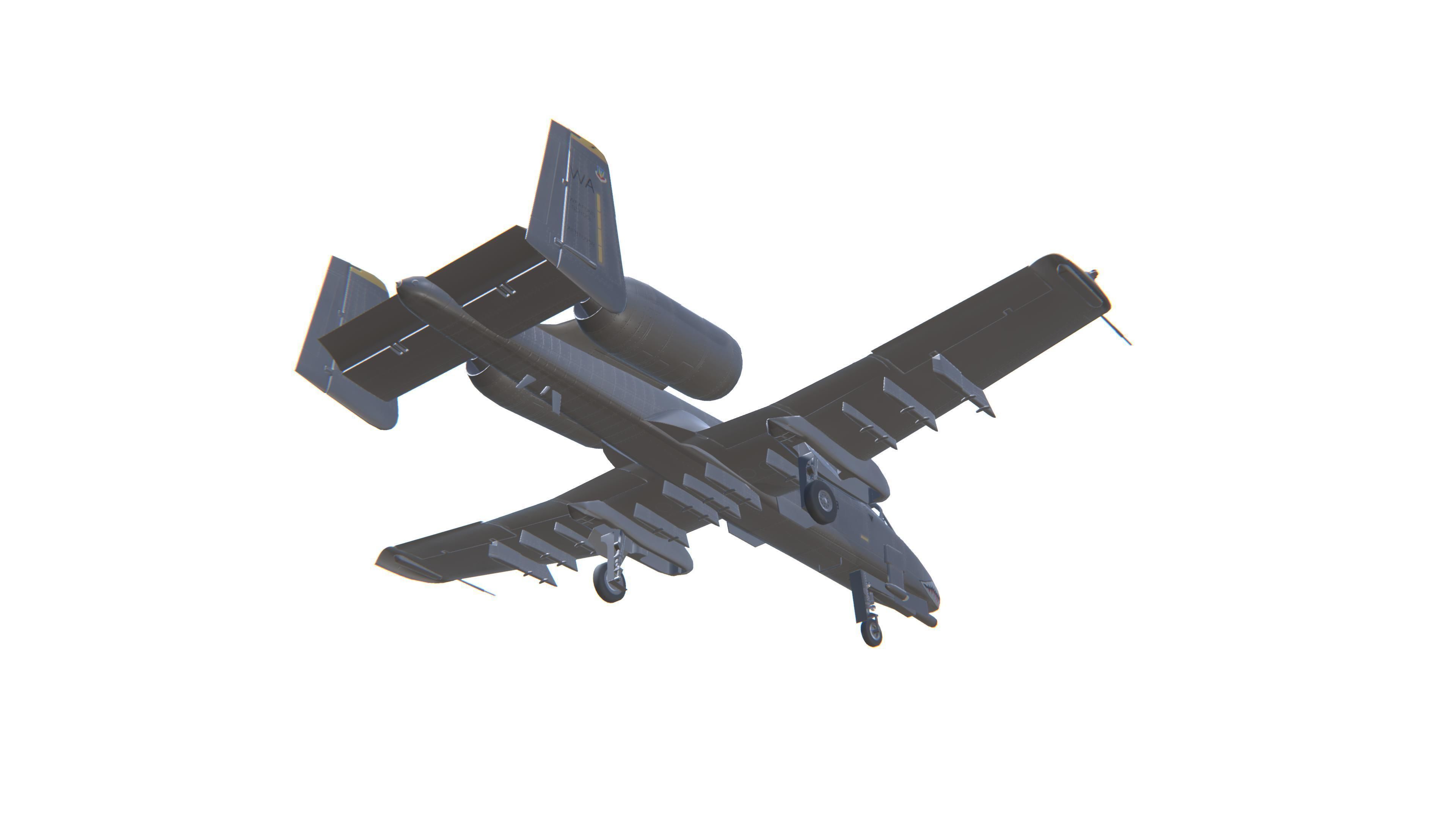 A-10 Thunderbolt Jet Fighter Aircraft Low-poly 3D model_14