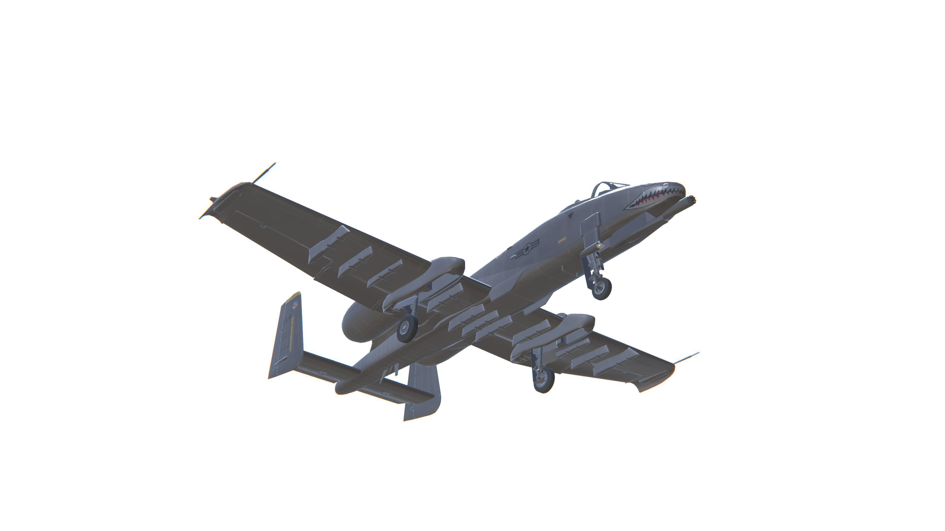 A-10 Thunderbolt Jet Fighter Aircraft Low-poly 3D model_12