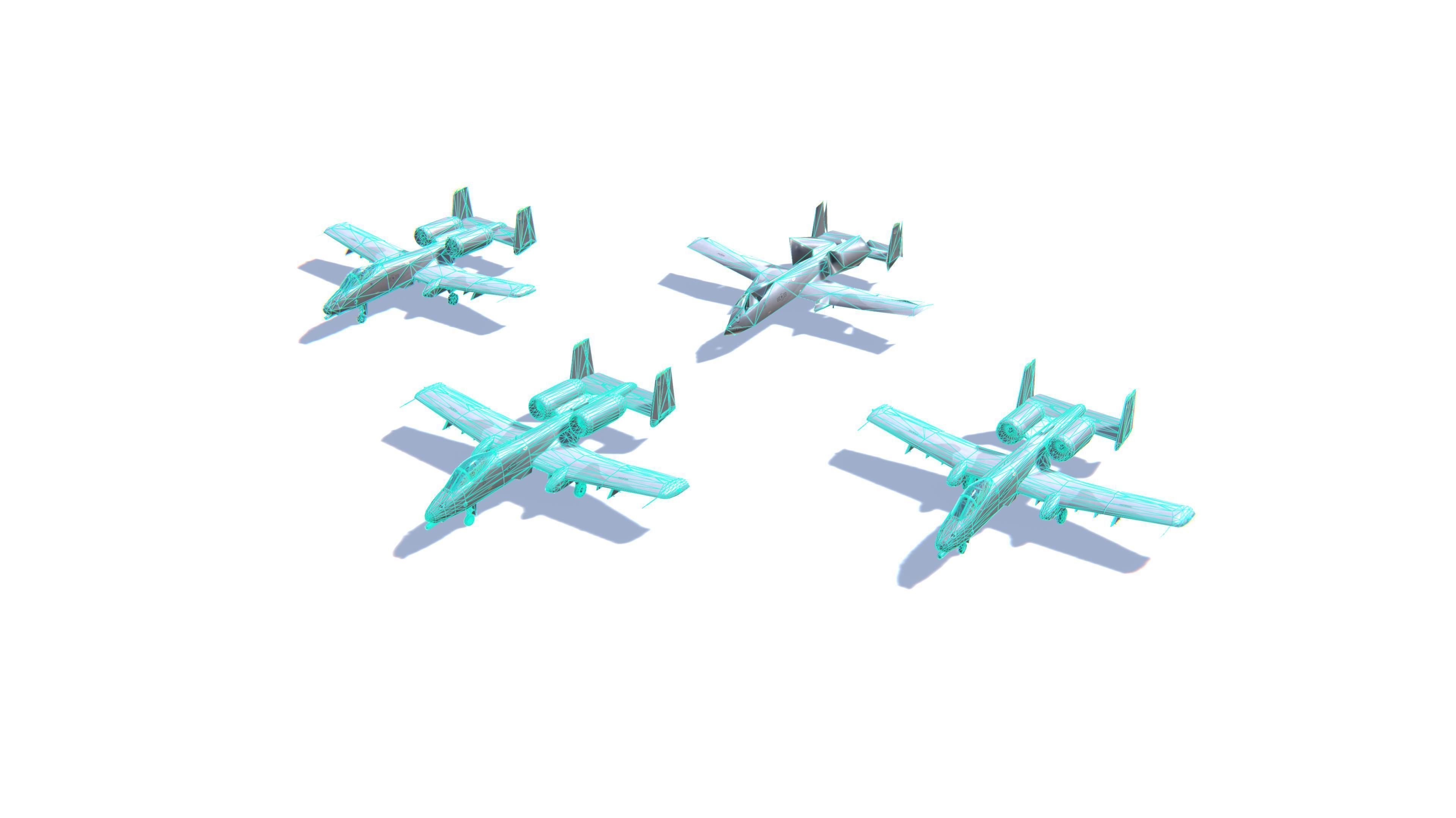 A-10 Thunderbolt Jet Fighter Aircraft Low-poly 3D model_25