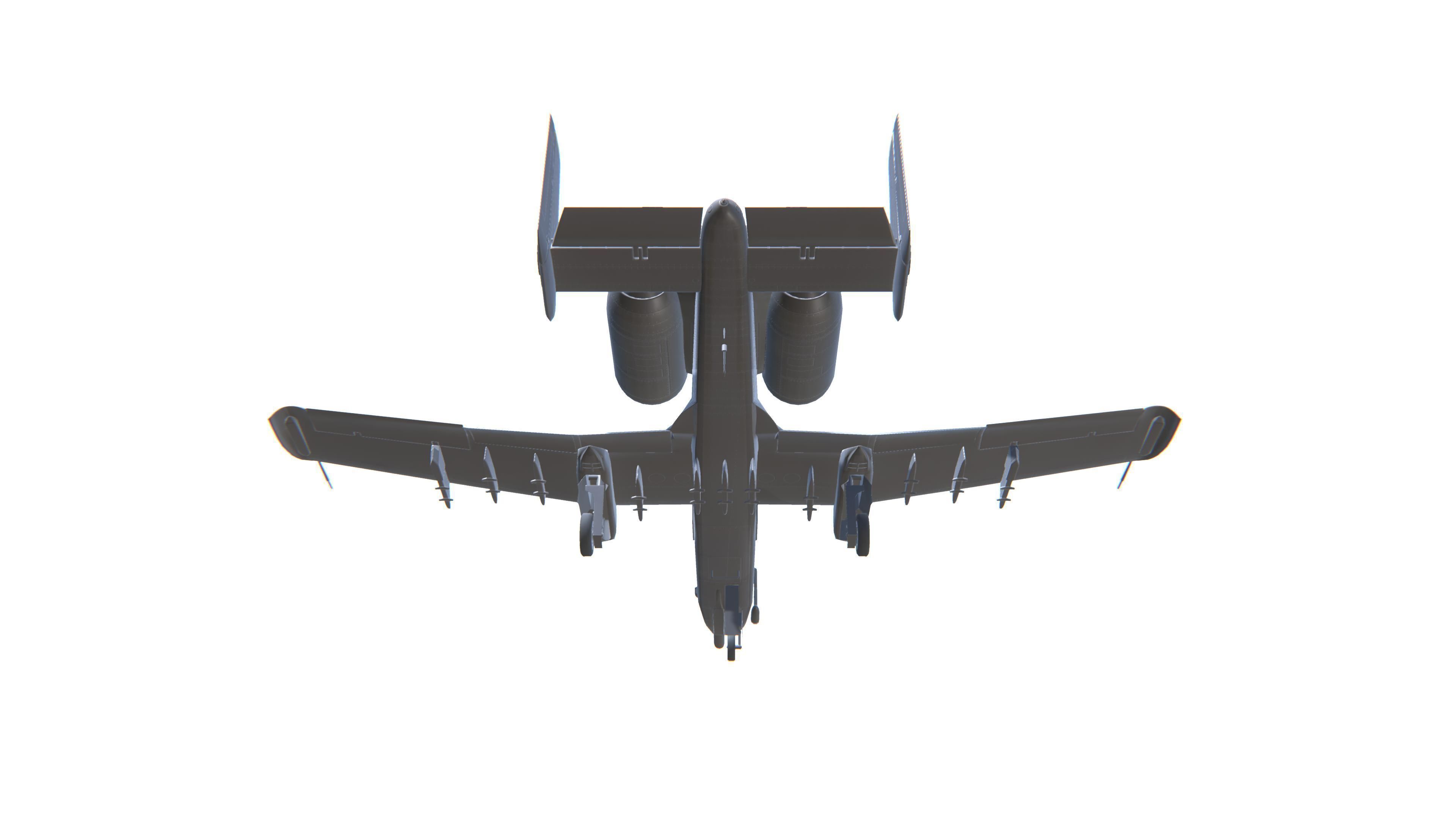 A-10 Thunderbolt Jet Fighter Aircraft Low-poly 3D model_15