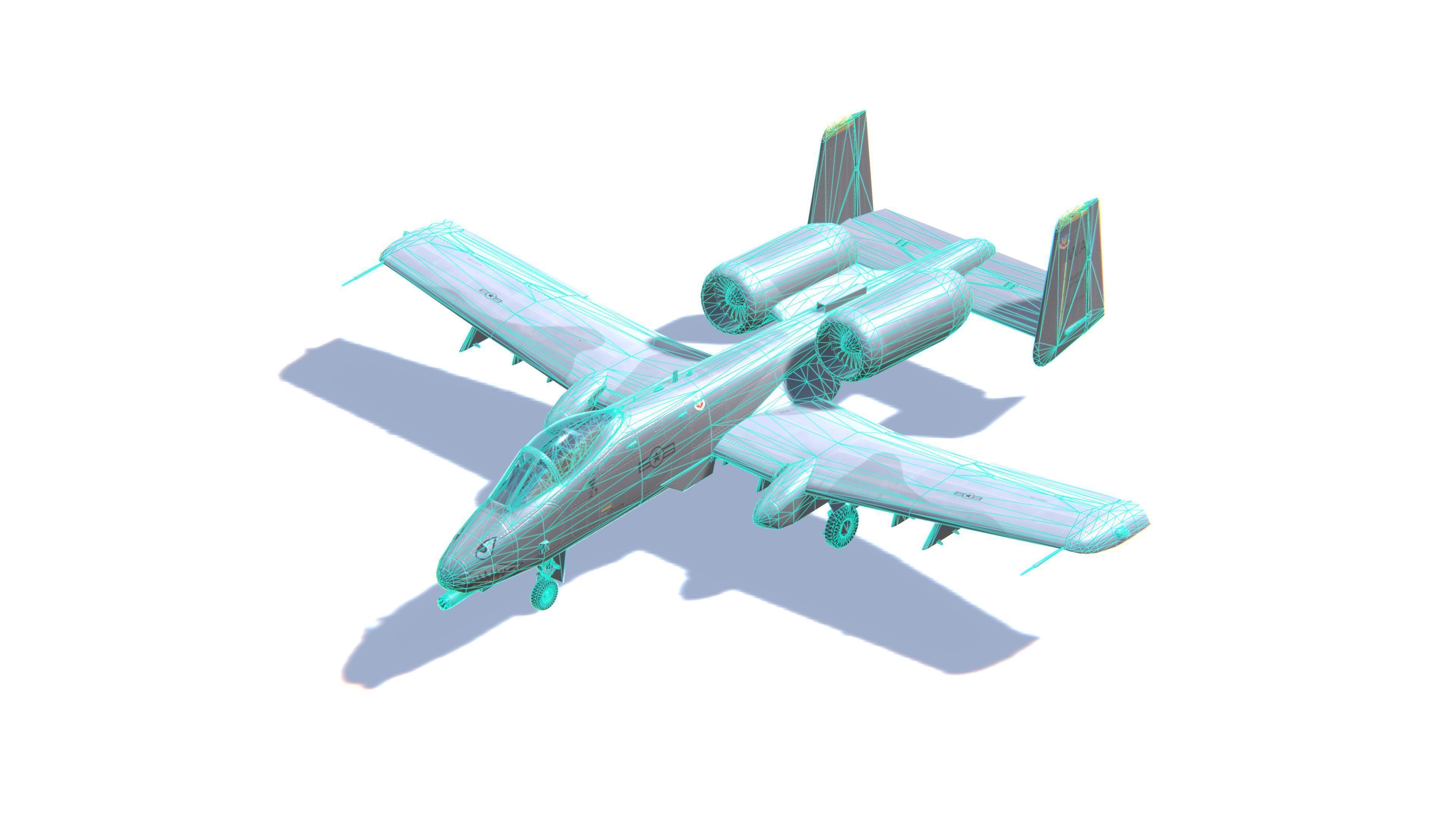 A-10 Thunderbolt Jet Fighter Aircraft Low-poly 3D model_26