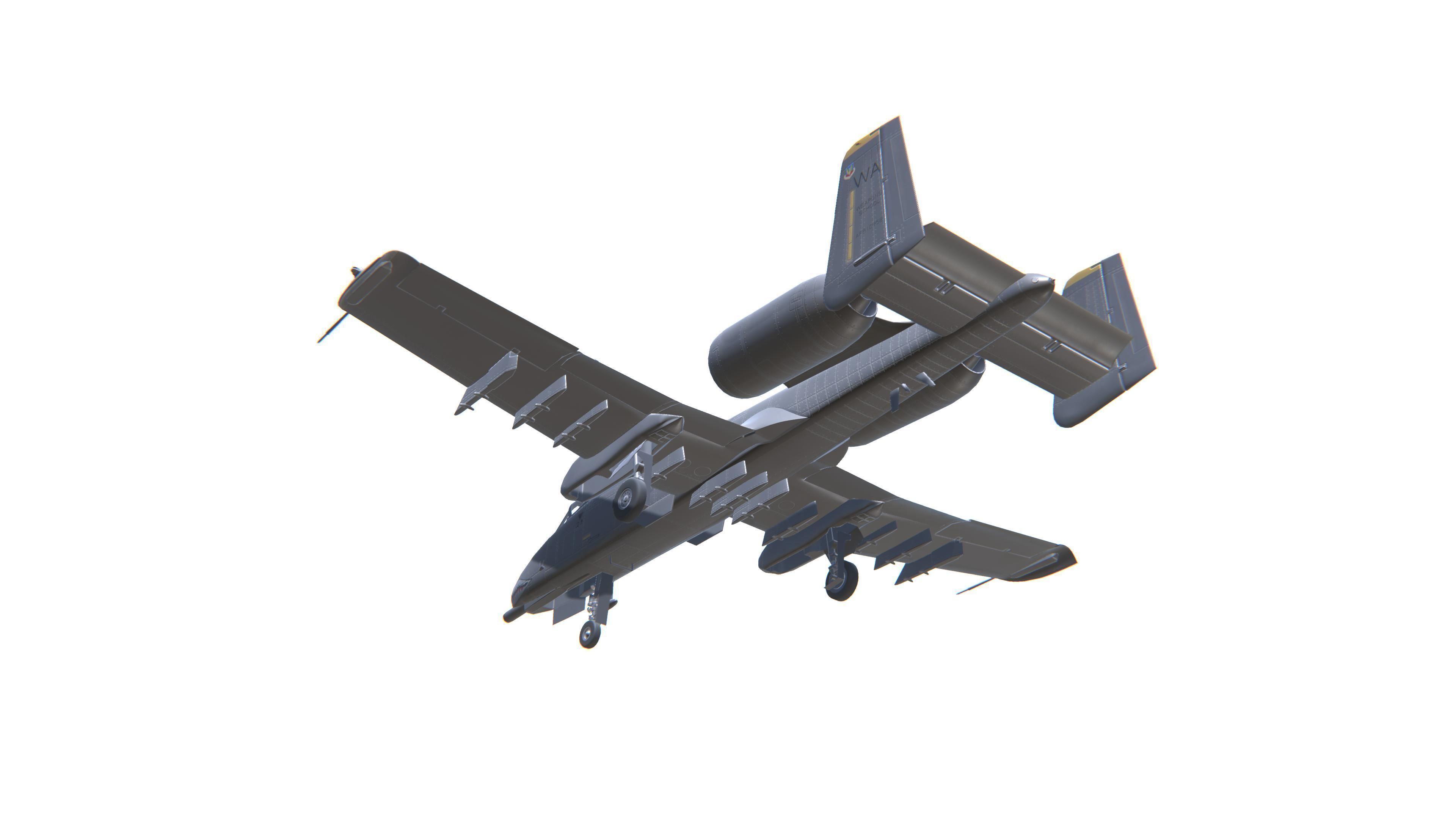 A-10 Thunderbolt Jet Fighter Aircraft Low-poly 3D model_16