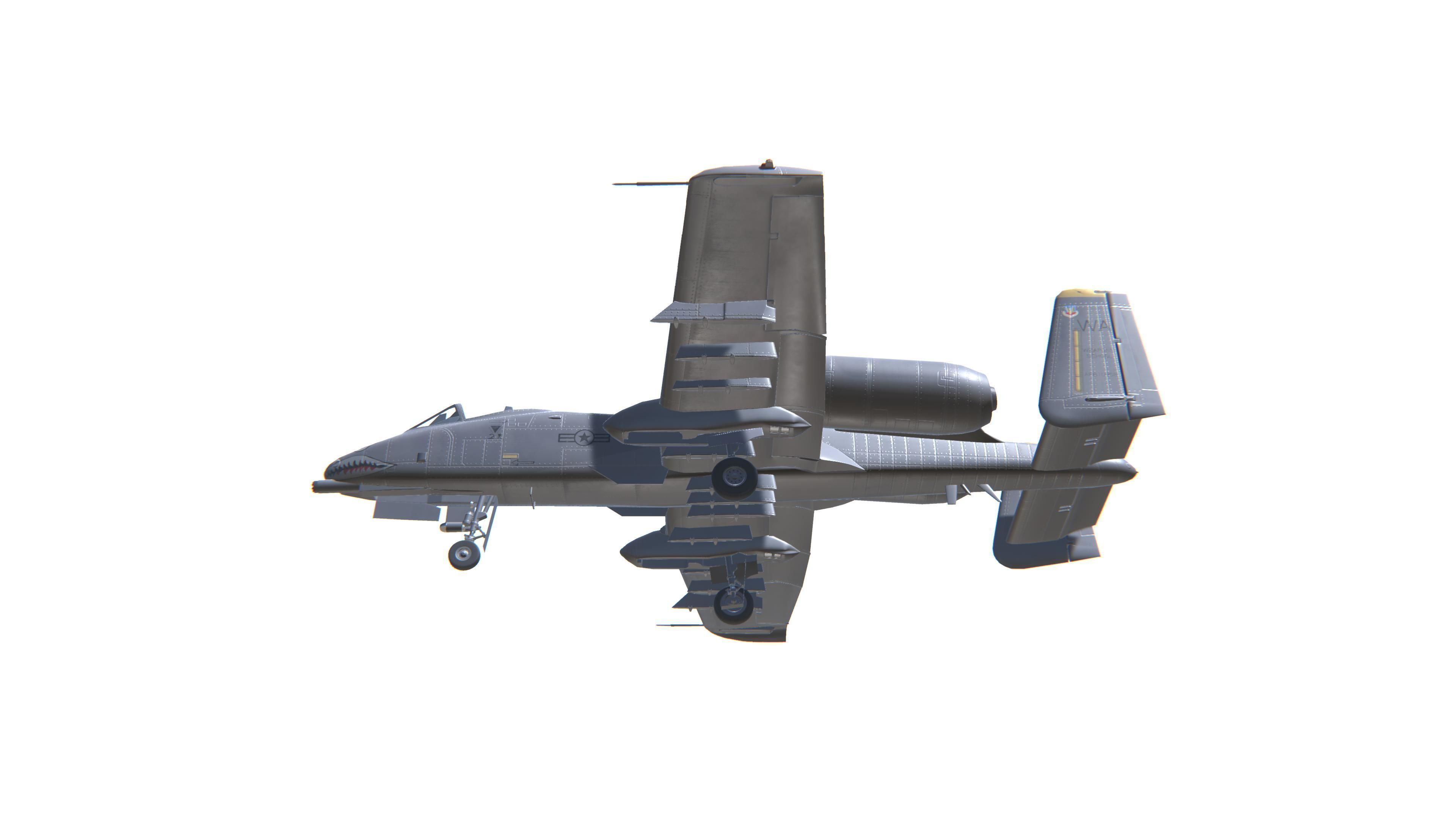 A-10 Thunderbolt Jet Fighter Aircraft Low-poly 3D model_17
