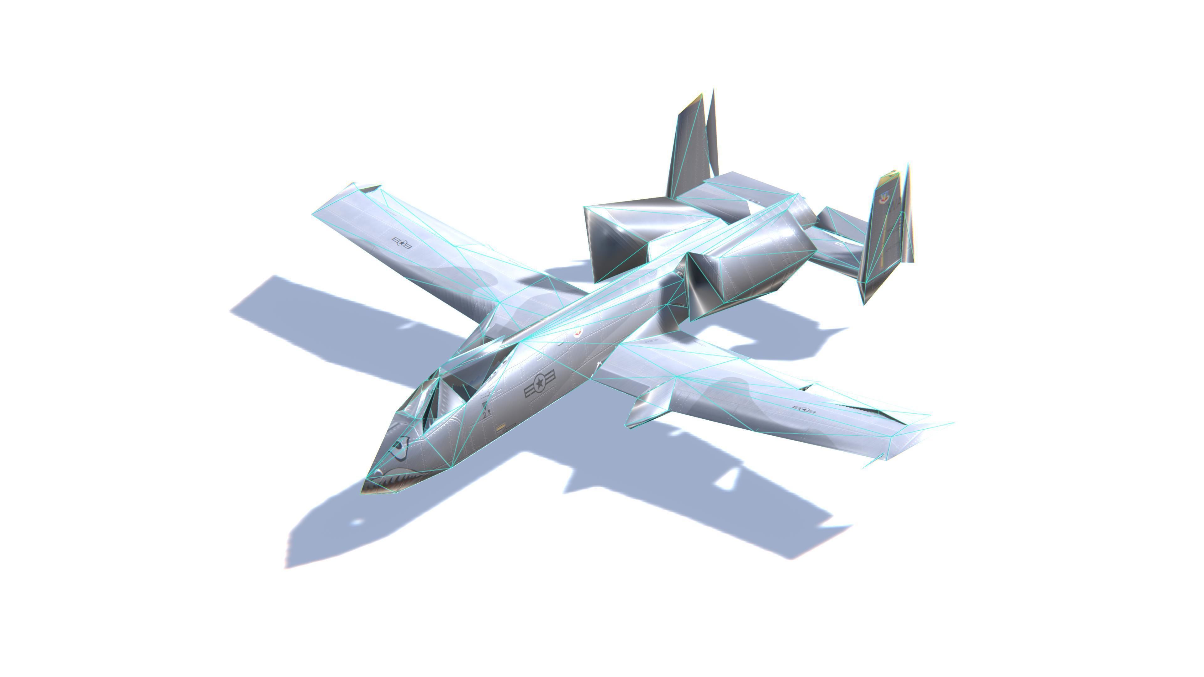 A-10 Thunderbolt Jet Fighter Aircraft Low-poly 3D model_29