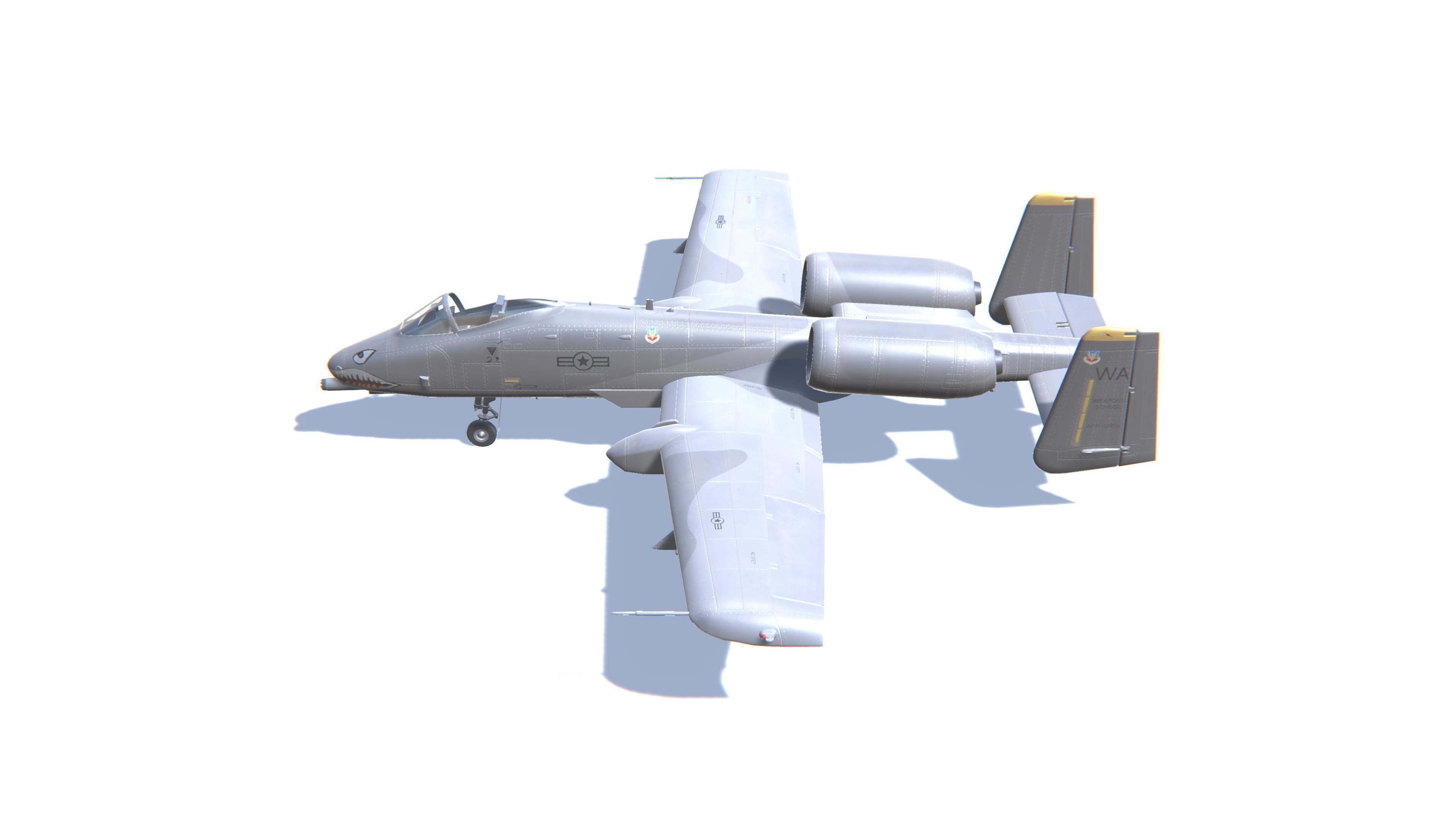 A-10 Thunderbolt Jet Fighter Aircraft Low-poly 3D model_8