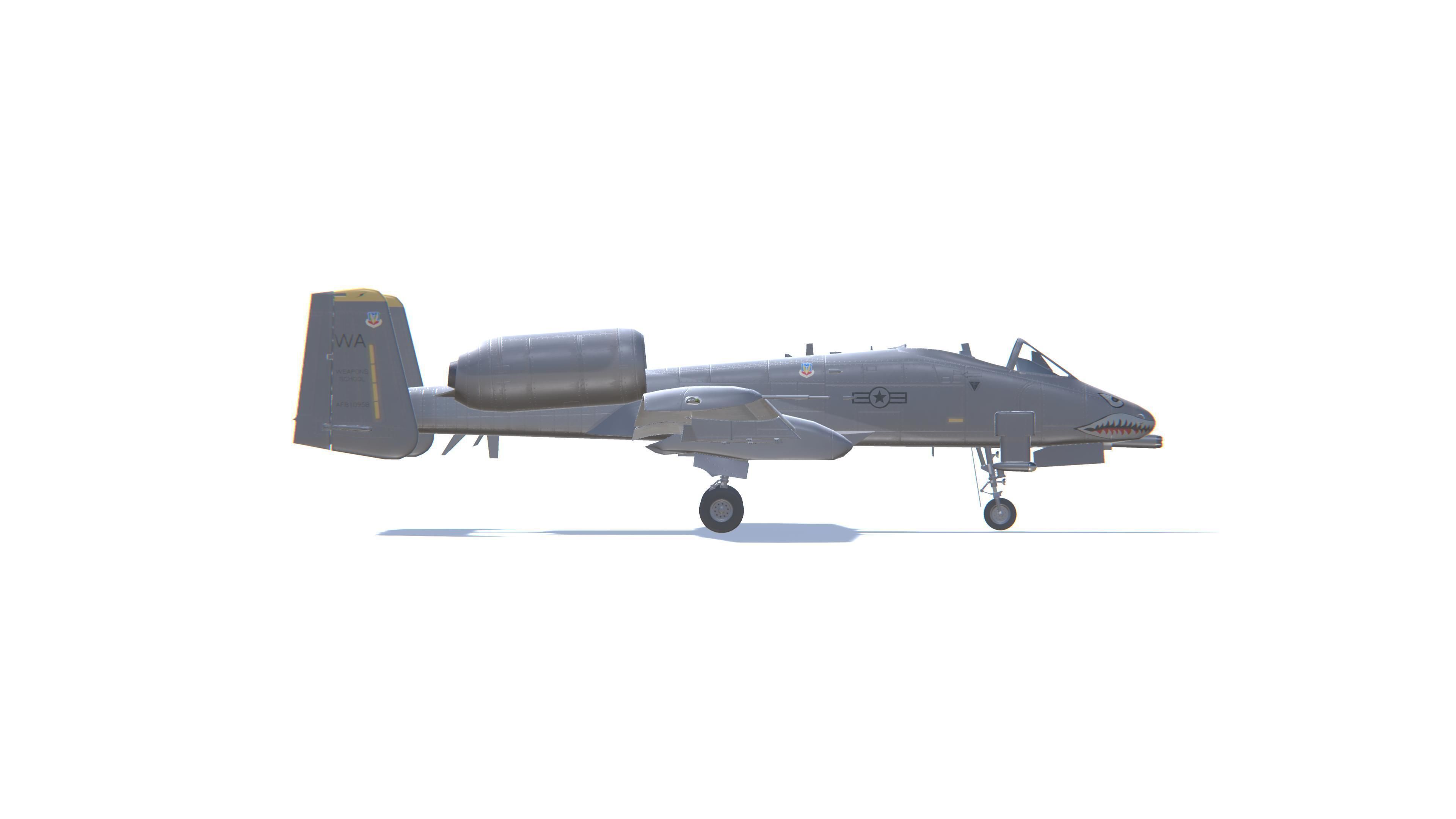 A-10 Thunderbolt Jet Fighter Aircraft Low-poly 3D model_19