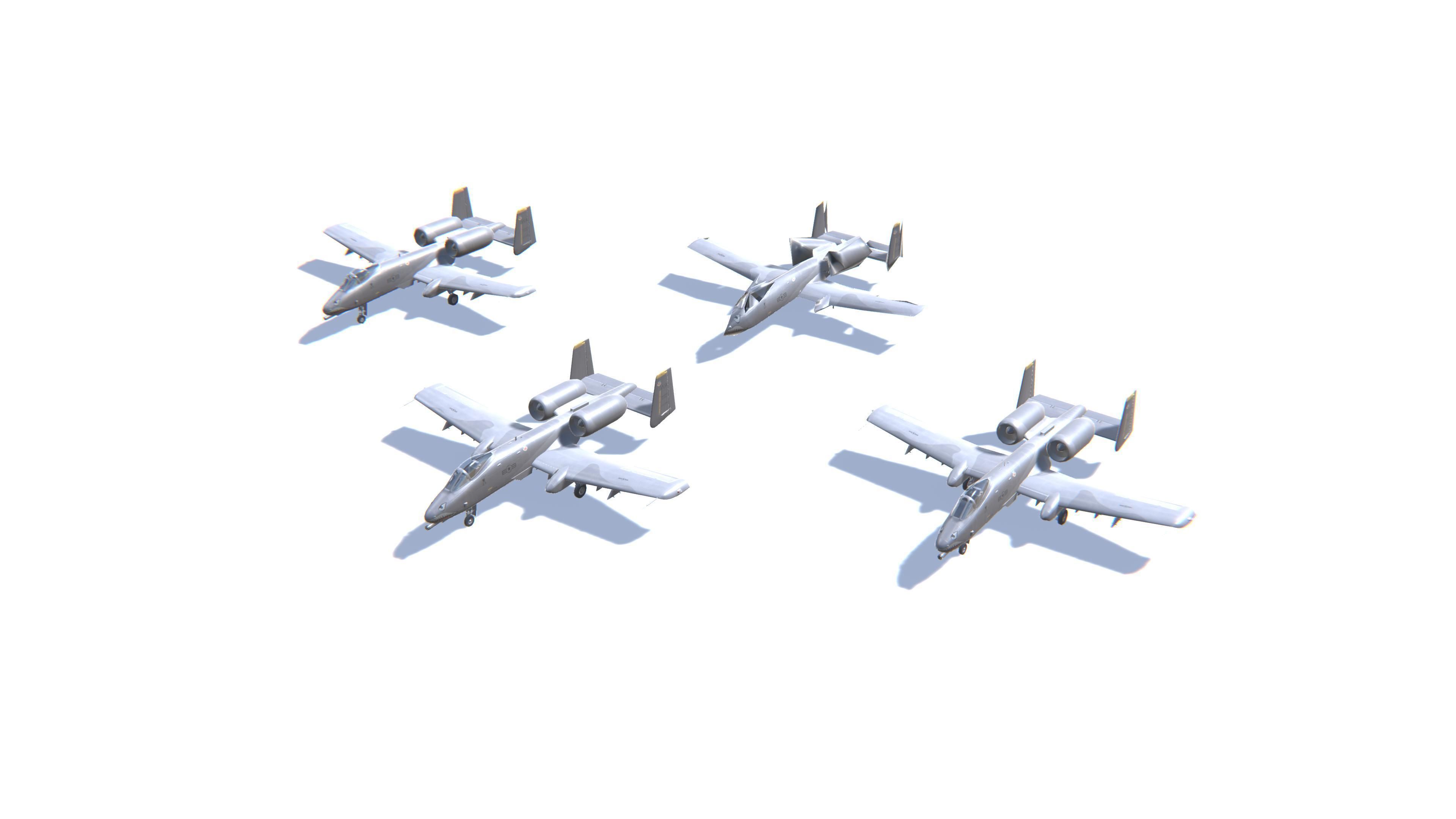 A-10 Thunderbolt Jet Fighter Aircraft Low-poly 3D model_24