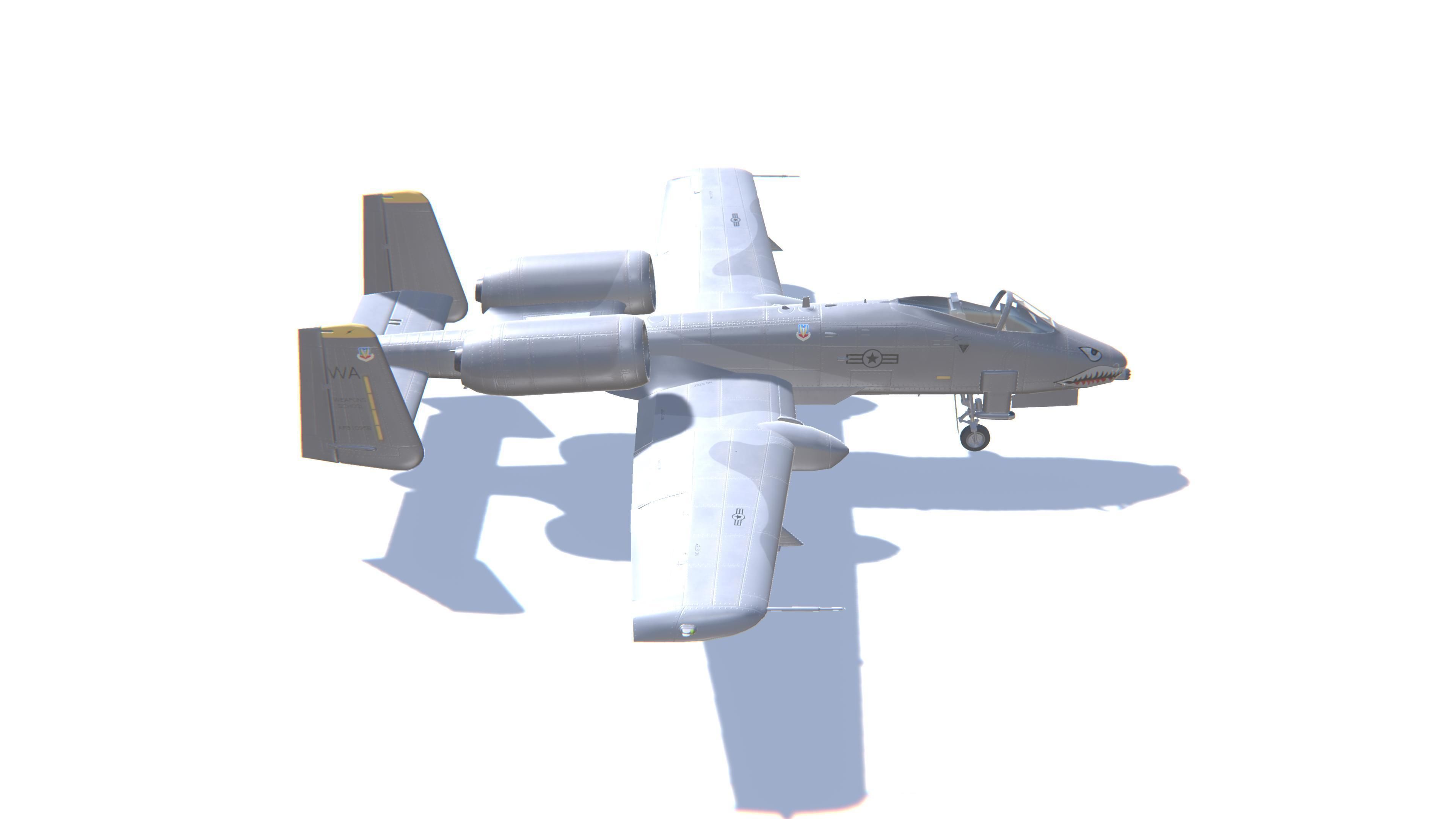 A-10 Thunderbolt Jet Fighter Aircraft Low-poly 3D model_4