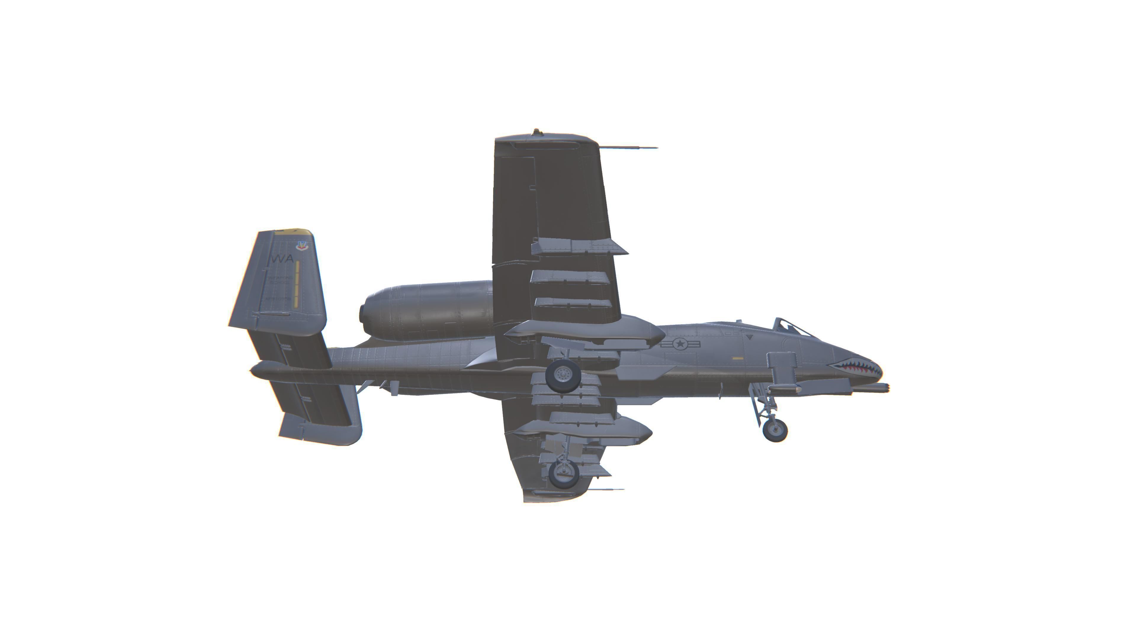 A-10 Thunderbolt Jet Fighter Aircraft Low-poly 3D model_13