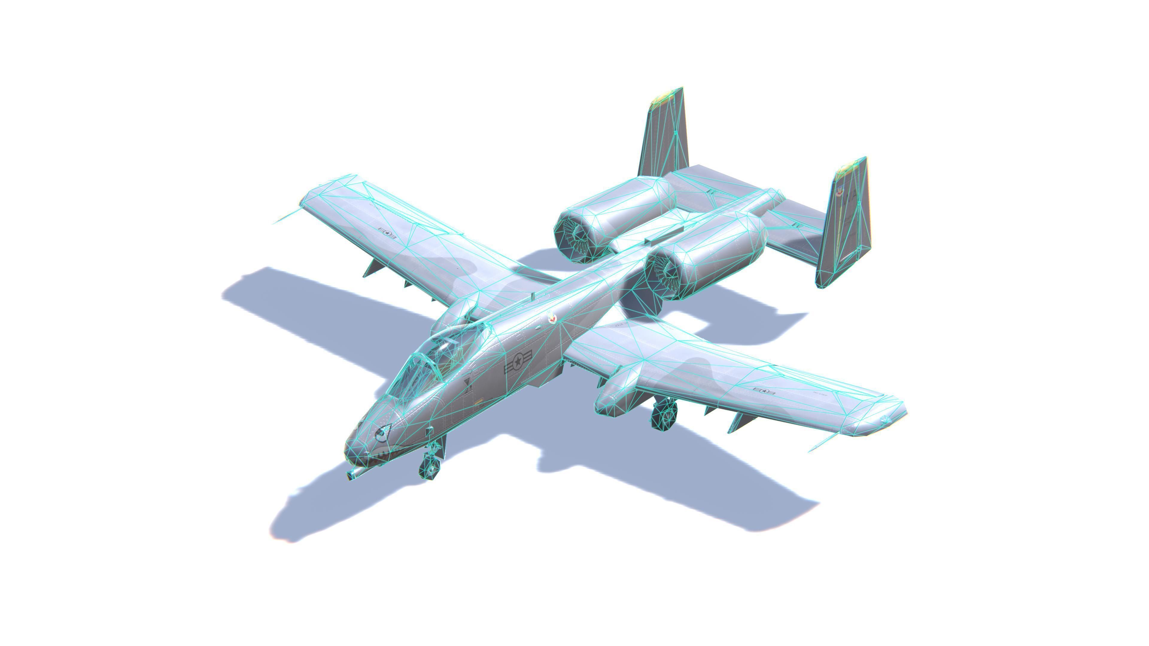 A-10 Thunderbolt Jet Fighter Aircraft Low-poly 3D model_28