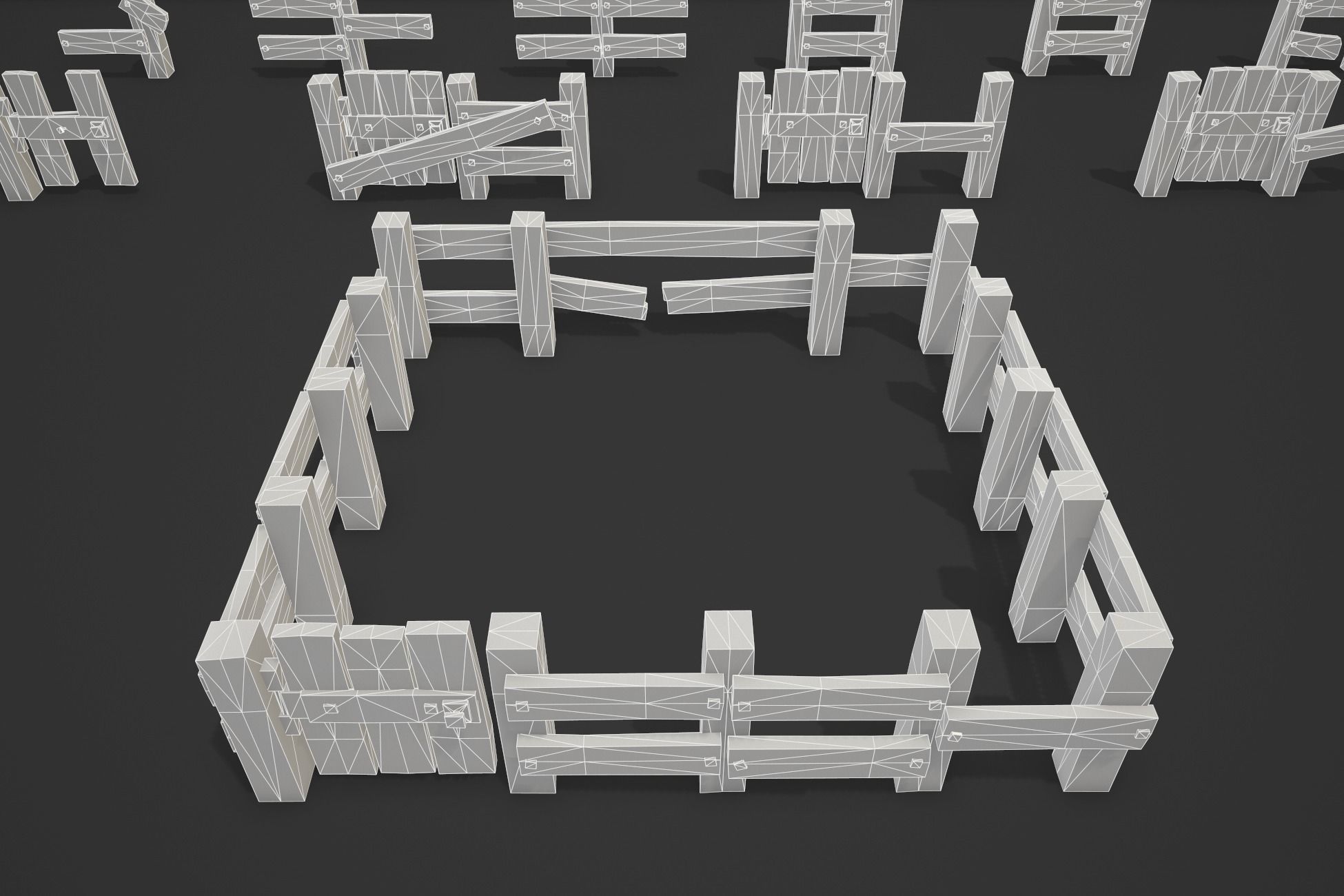 Stylized Modular Fence Low-poly 3D model_10