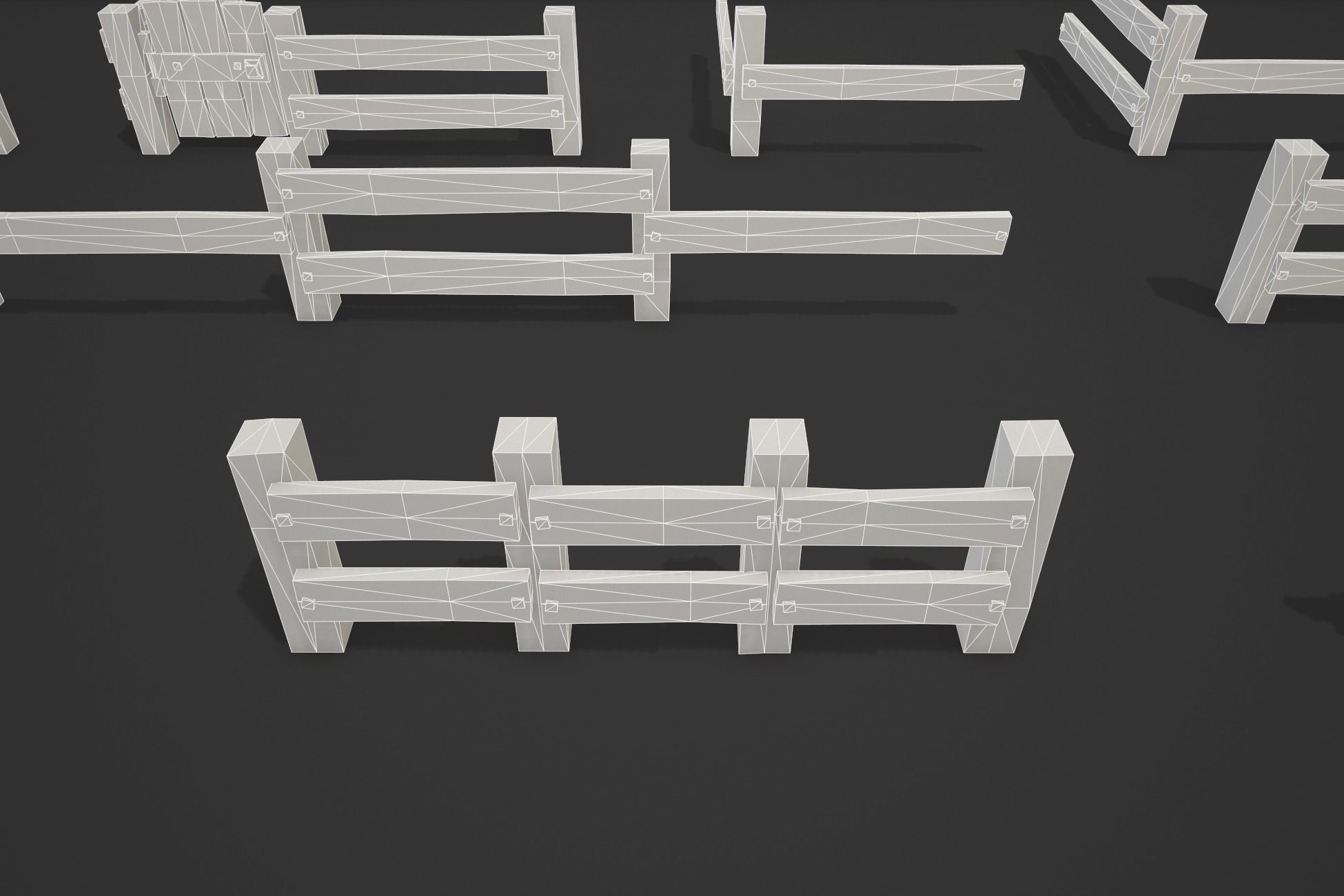 Stylized Modular Fence Low-poly 3D model_12