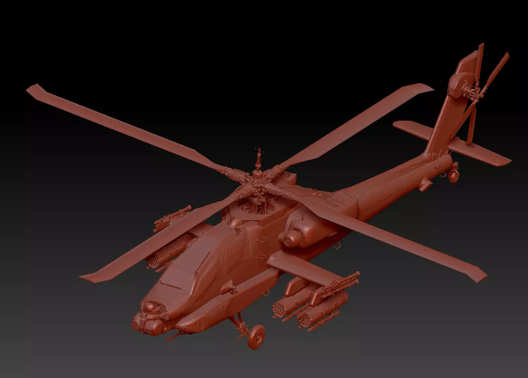 AH-64 helicopter gunships 3D model_0