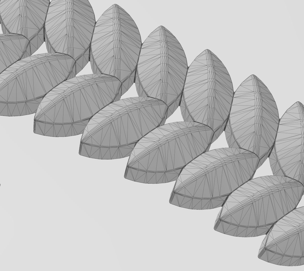 Tilted wheat leaf pattern cuff bracelet 3D print model_15