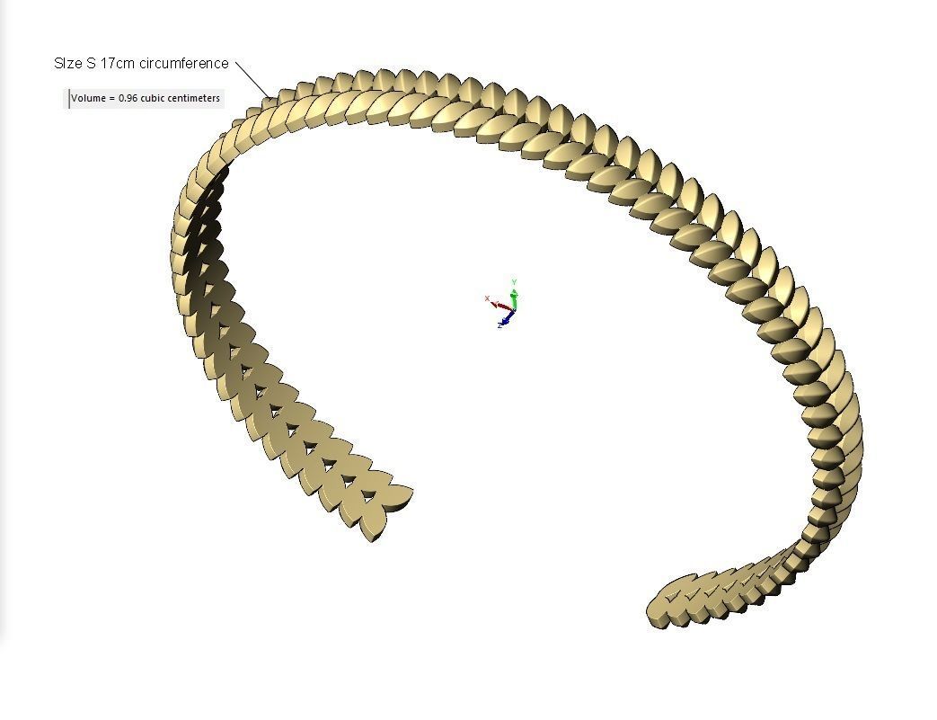 Tilted wheat leaf pattern cuff bracelet 3D print model_11
