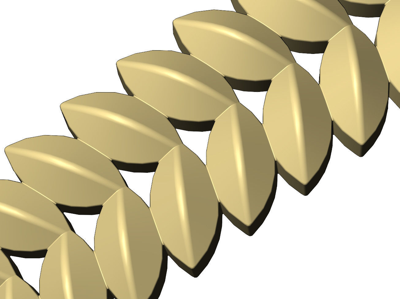 Tilted wheat leaf pattern cuff bracelet 3D print model_5