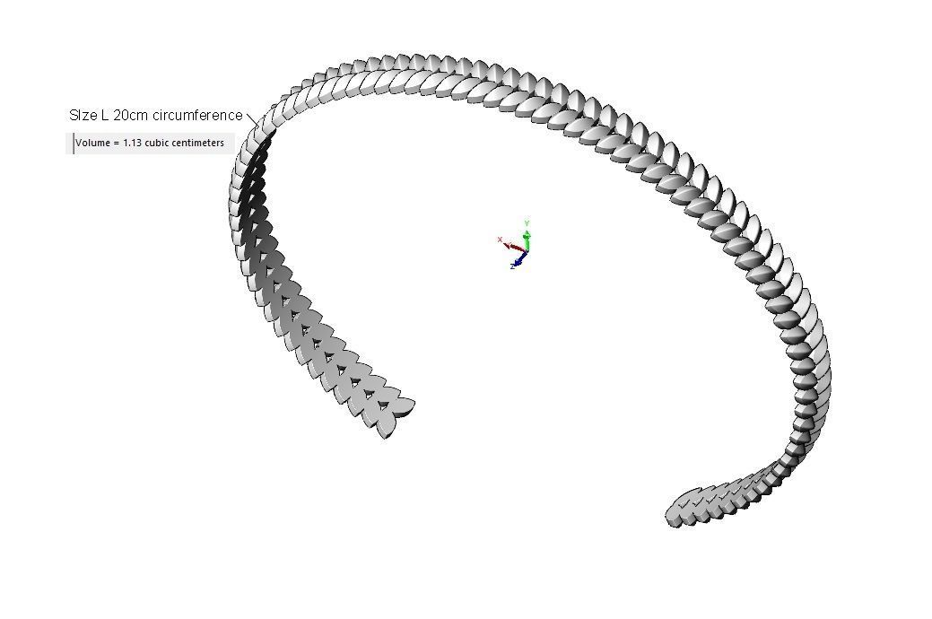 Tilted wheat leaf pattern cuff bracelet 3D print model_13