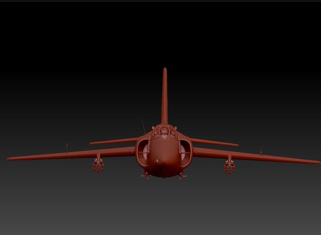 Q-5 fighter Low-poly 3D model_3