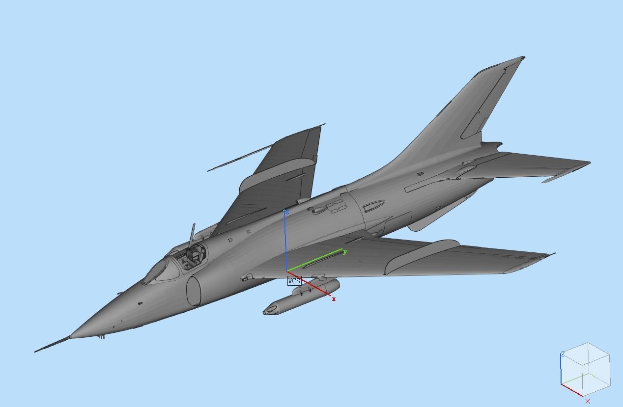 Q-5 fighter Low-poly 3D model_5