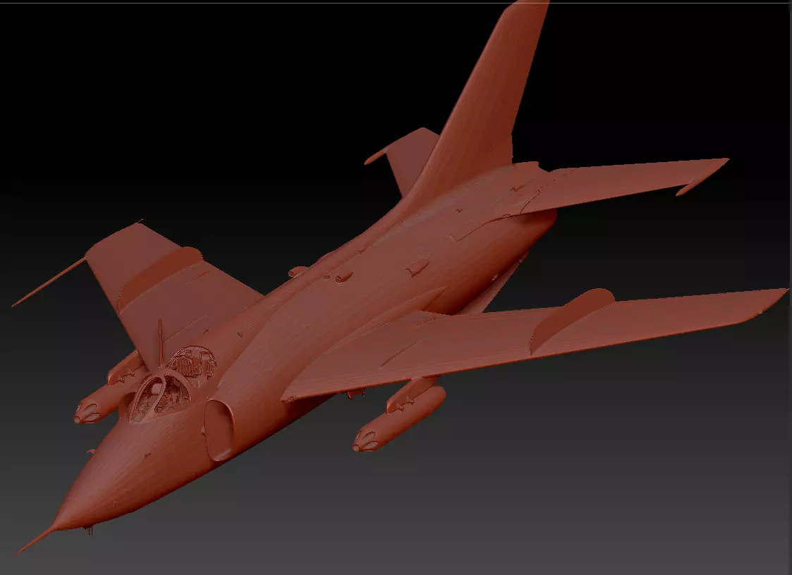 Q-5 fighter Low-poly 3D model_0