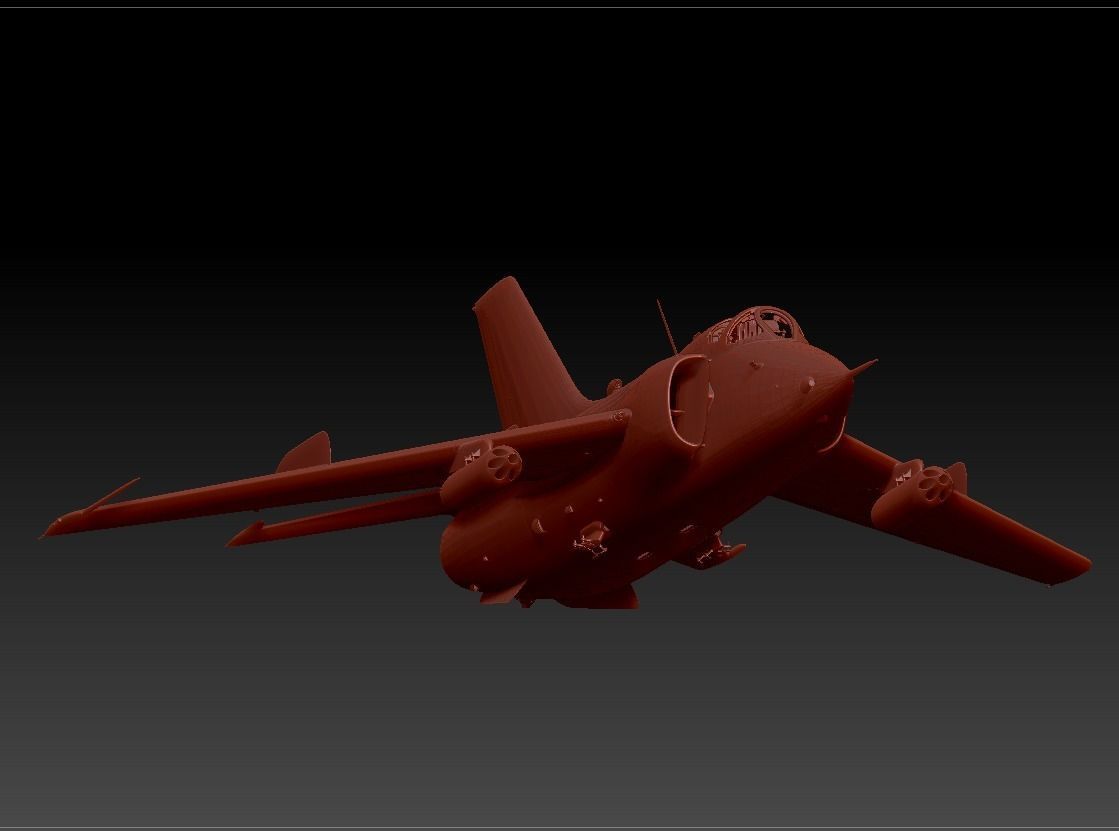 Q-5 fighter Low-poly 3D model_1