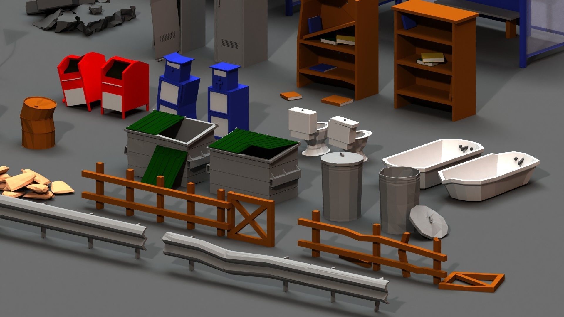 Post Apocalyptic Props Pack Low-poly 3D model_10