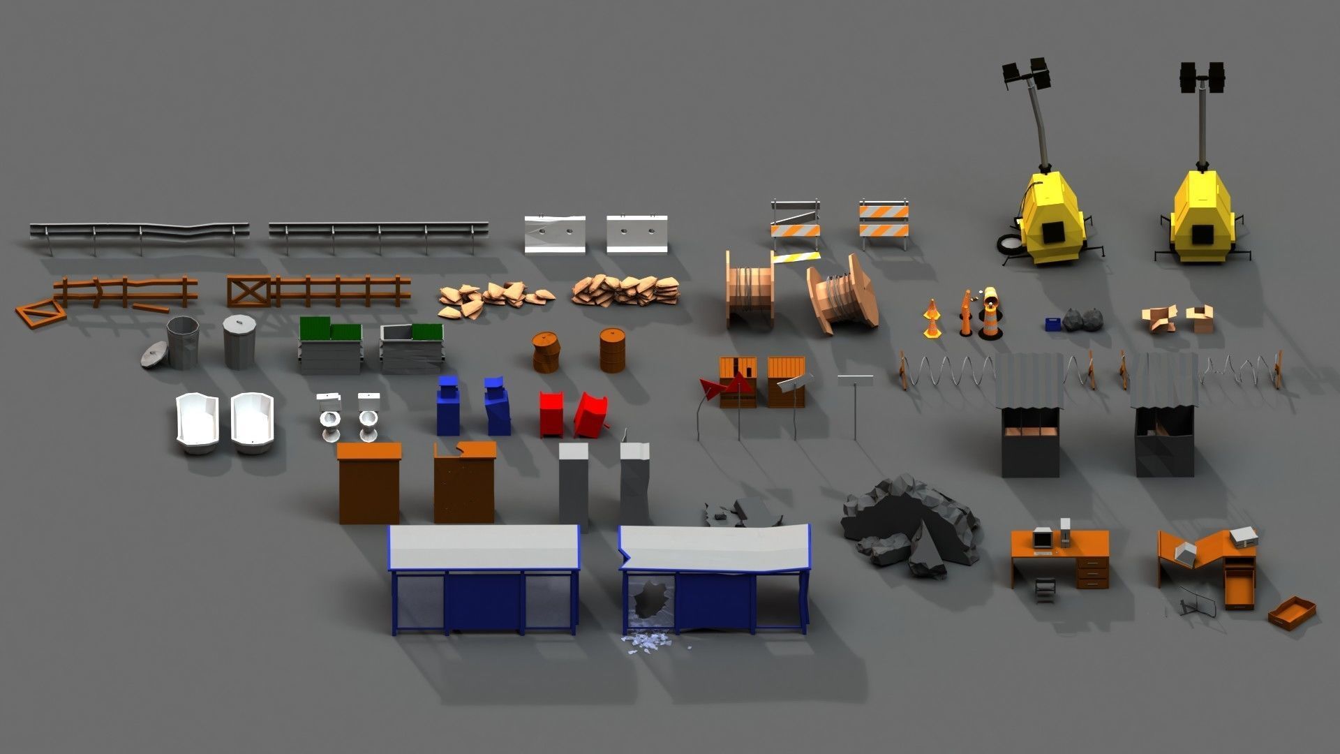 Post Apocalyptic Props Pack Low-poly 3D model_2