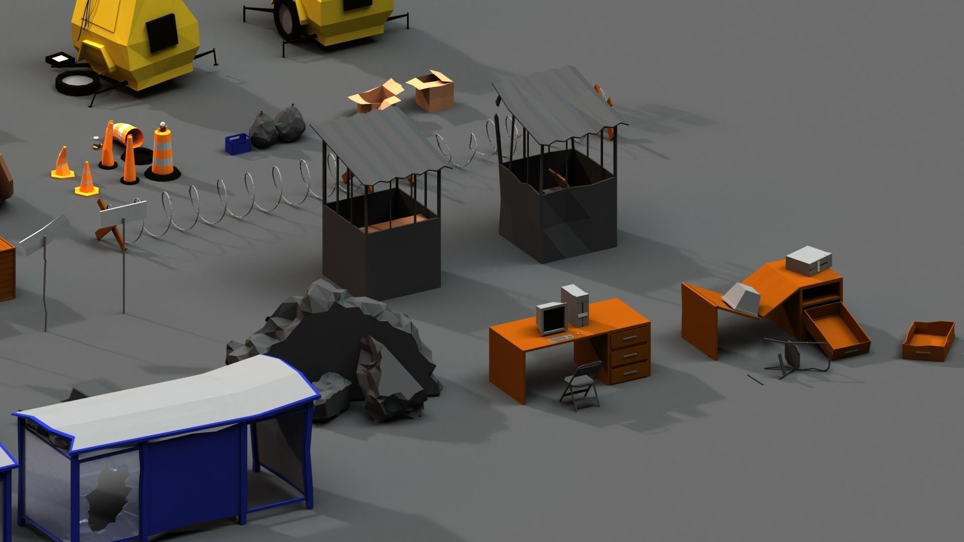 Post Apocalyptic Props Pack Low-poly 3D model_8