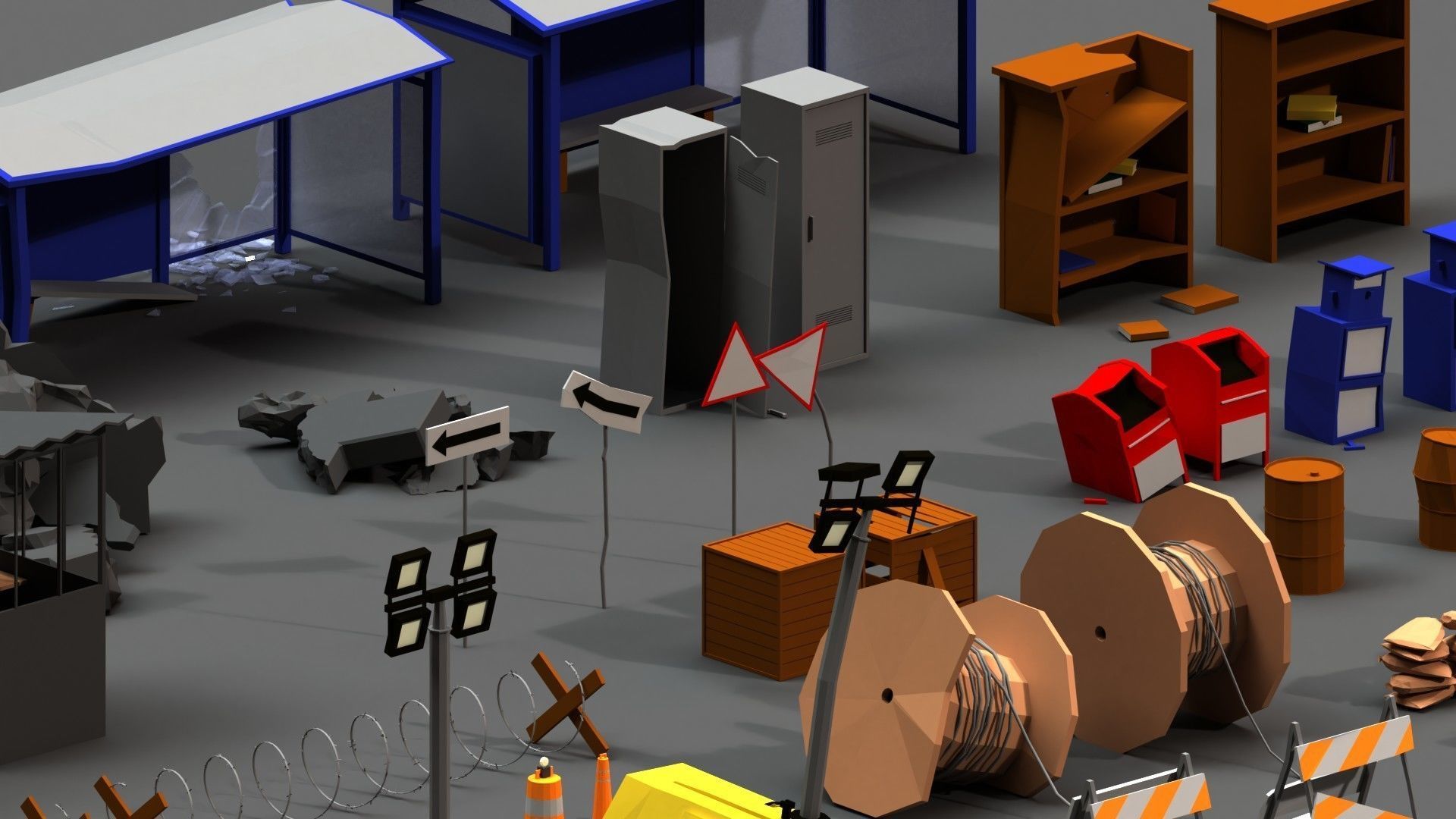 Post Apocalyptic Props Pack Low-poly 3D model_6