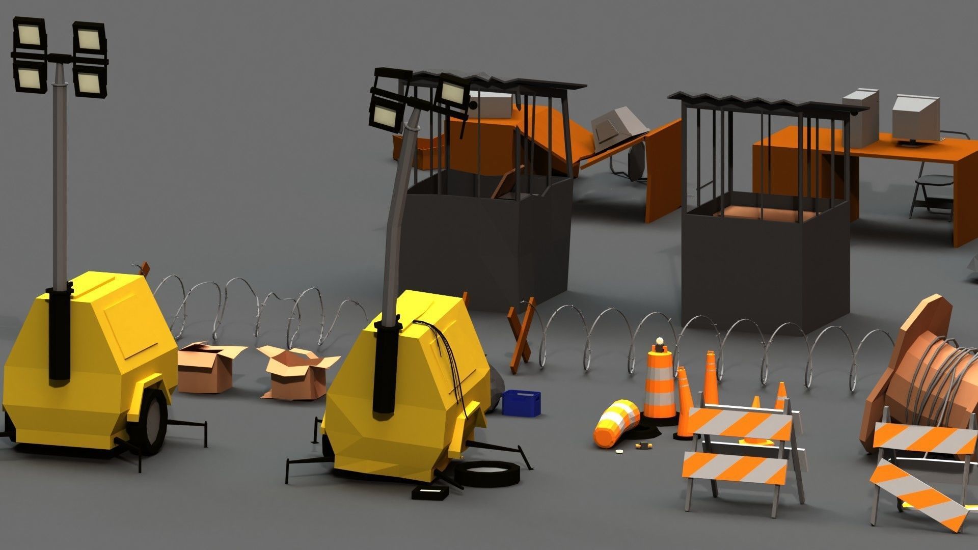Post Apocalyptic Props Pack Low-poly 3D model_9