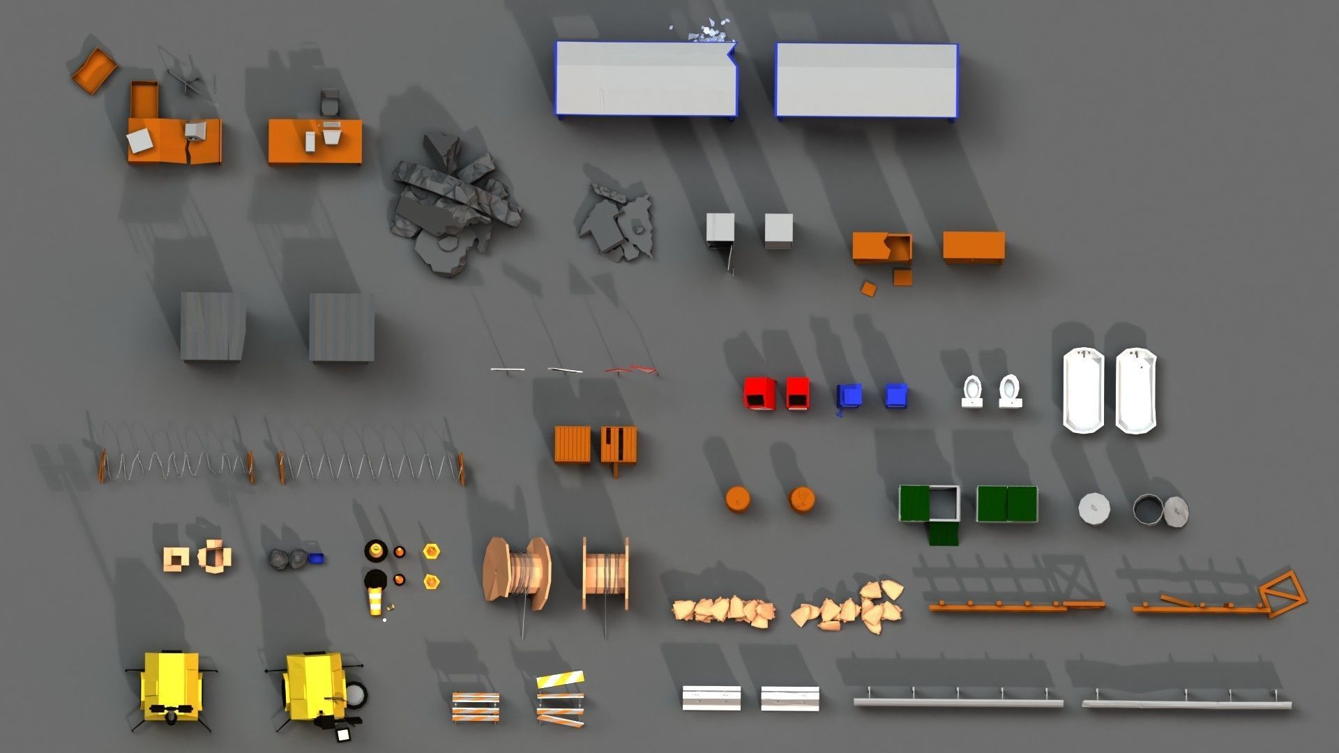 Post Apocalyptic Props Pack Low-poly 3D model_5